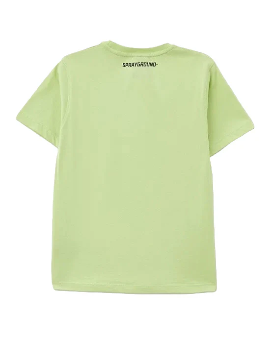 Sprayground Kids T-Shirt Verde Salvia con Stampa per Bambini