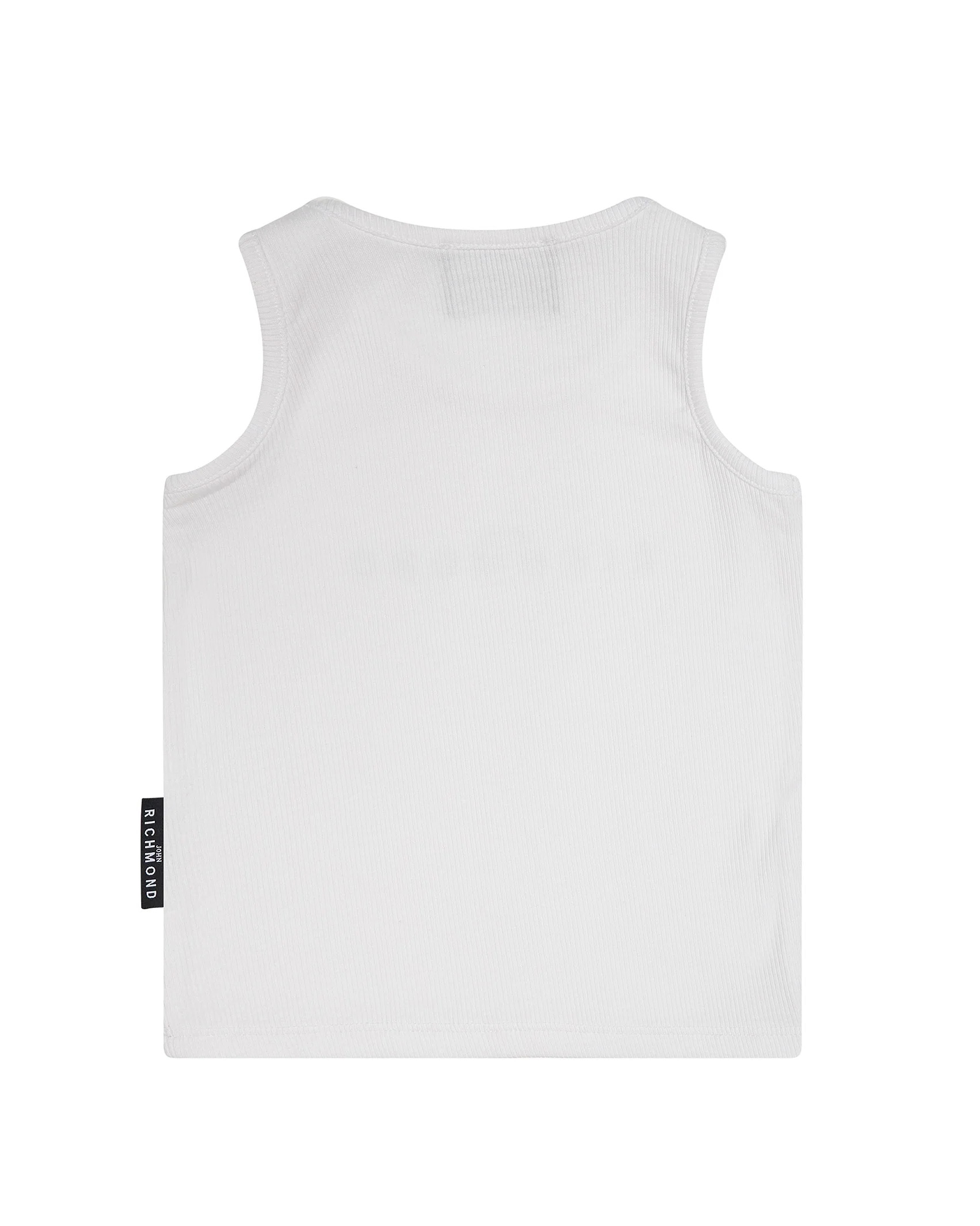 John Richmond Kids Canotta Bianca a Coste con Logo per Bambini