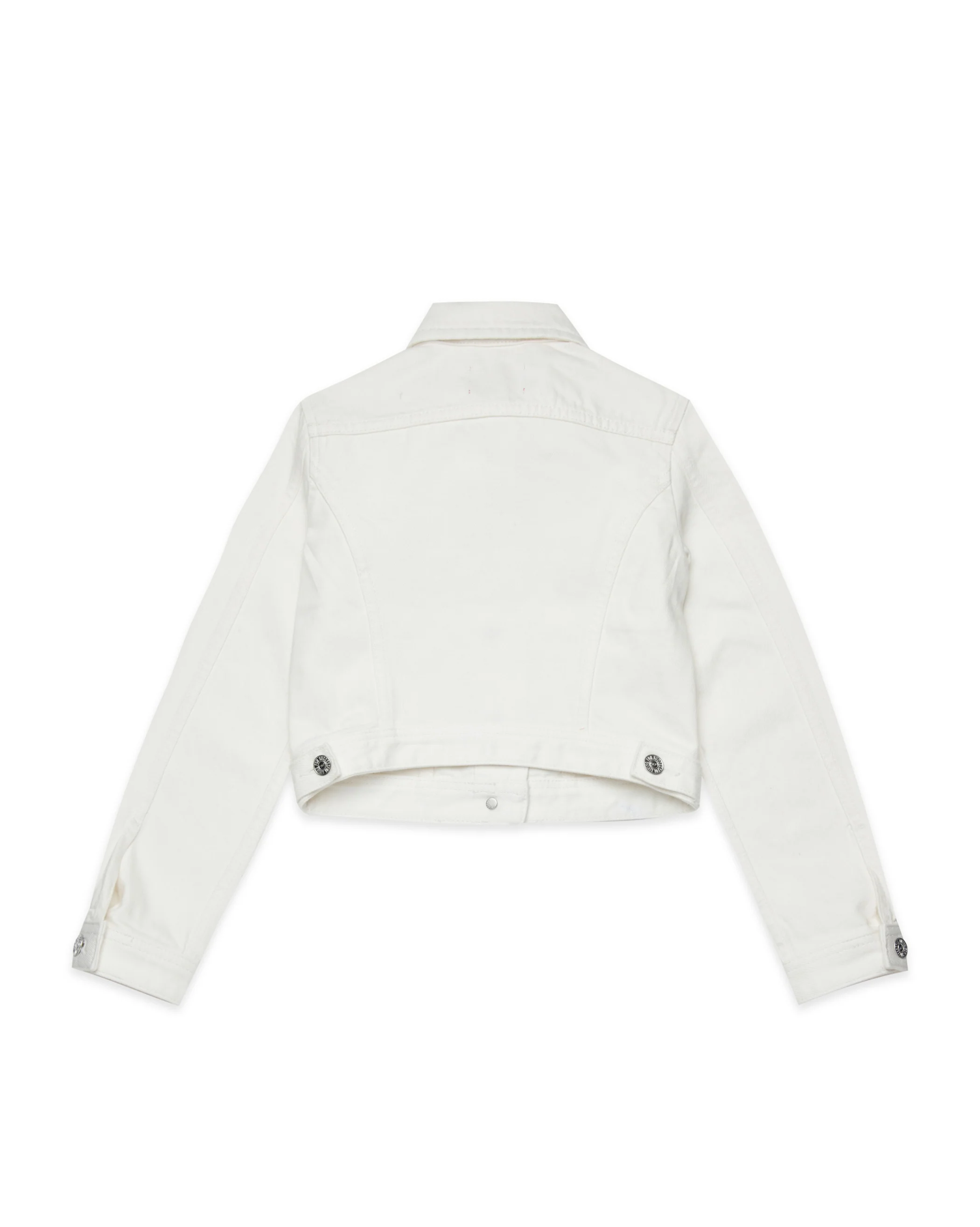 Diesel Kids Giacca in Denim Bianca con Strass e Logo Ricamato a Contrasto per Bambine