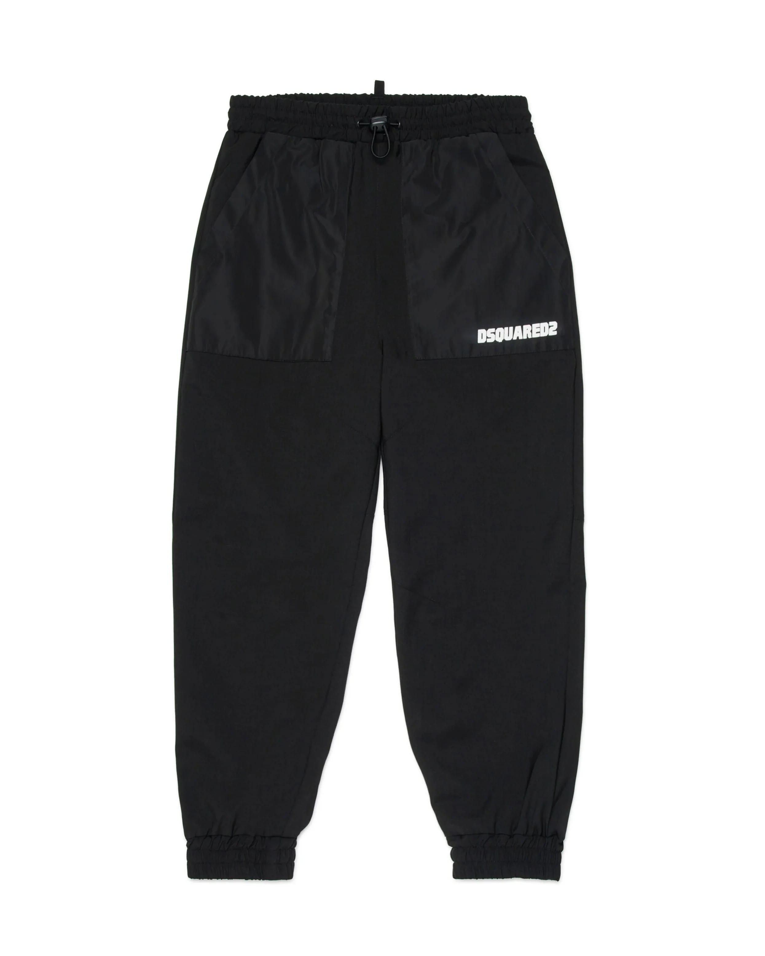 Dsquared2 Kids Pantalone di Tuta Nero Elasticizzato con Dettaglio Scritta Logo per Bambini