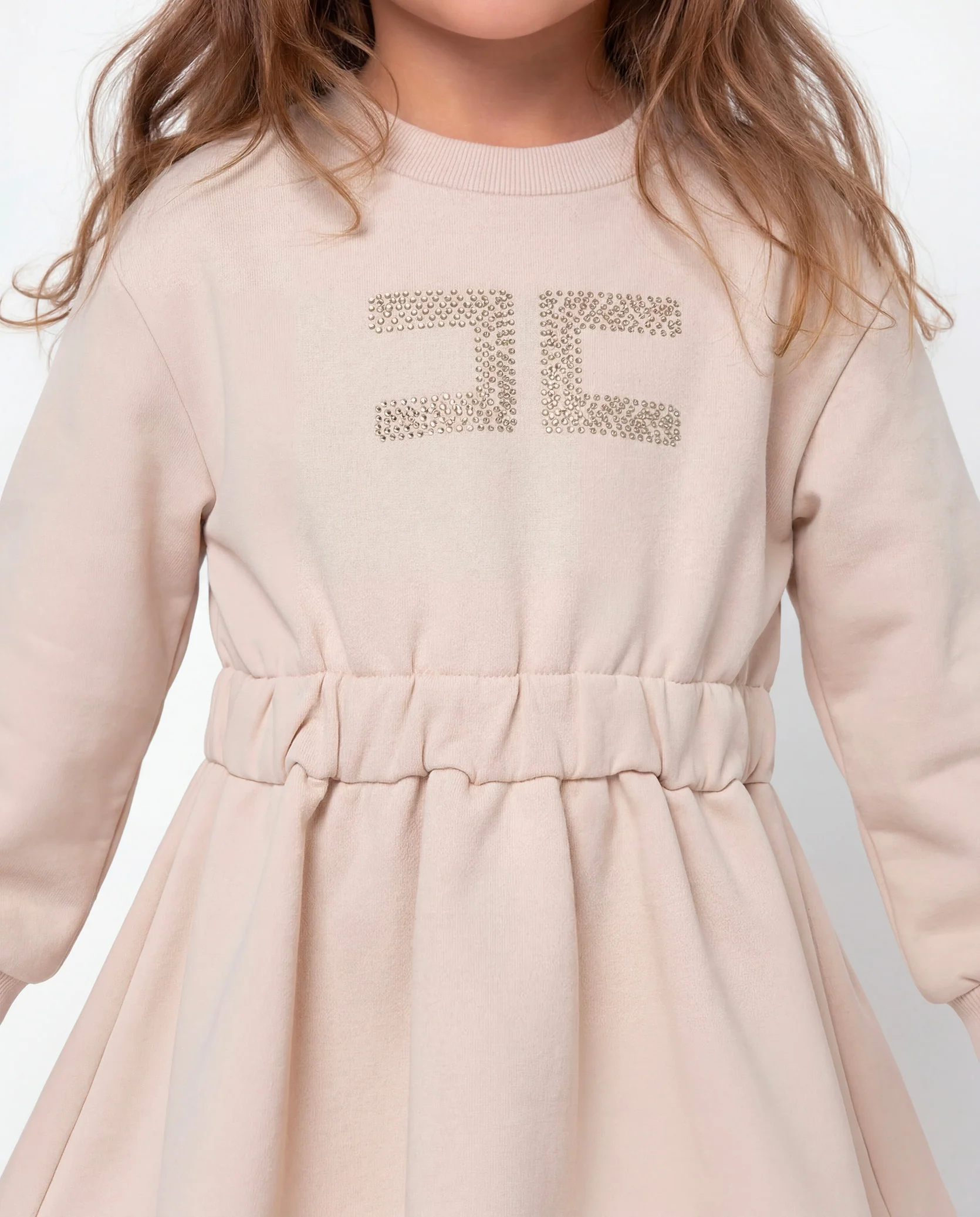 Elisabetta Franchi La Mia Bambina Abito Rosa con Logo in Strass per Neonate