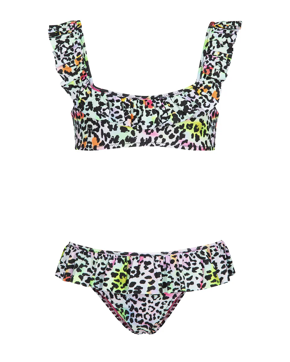 F**K Kids Costume Due Pezzi Fantasia Leopardato Multicolor per Bambine