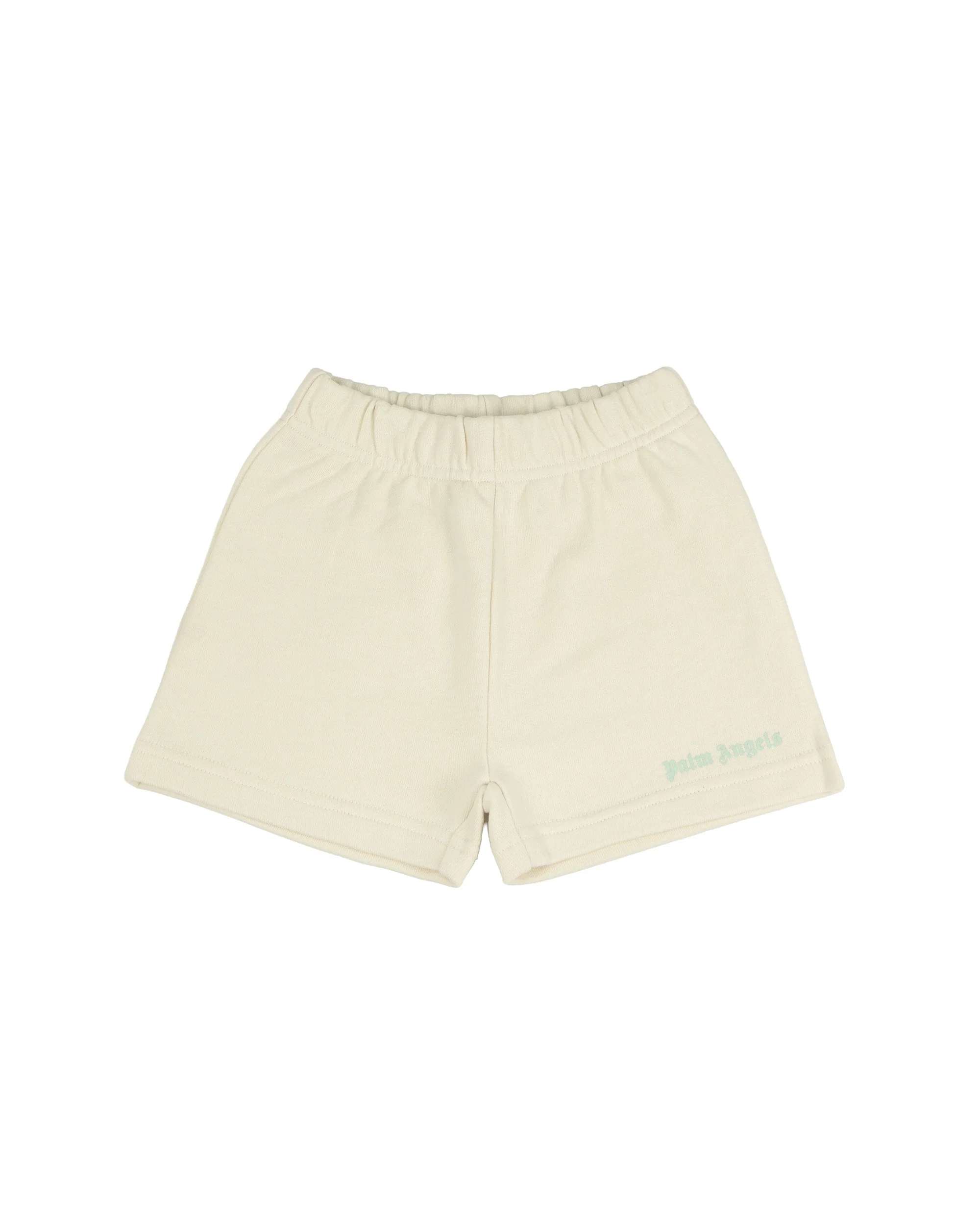 Palm Angels Kids Short Panna con Logo Celeste per Neonato