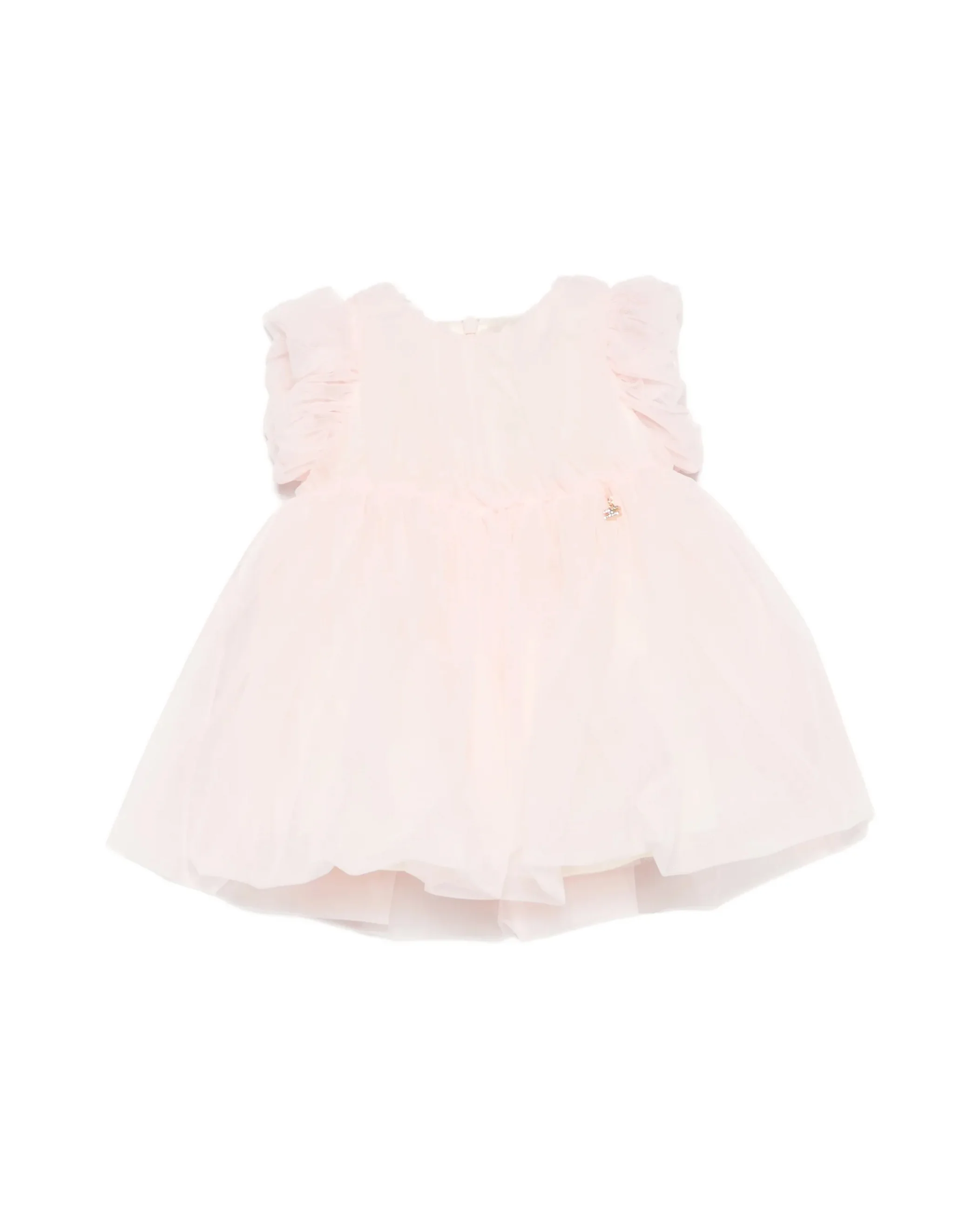 Elisabetta Franchi La Mia Bambina Abito con con Ruches e Maniche a Sbuffo Rosa per Neonate