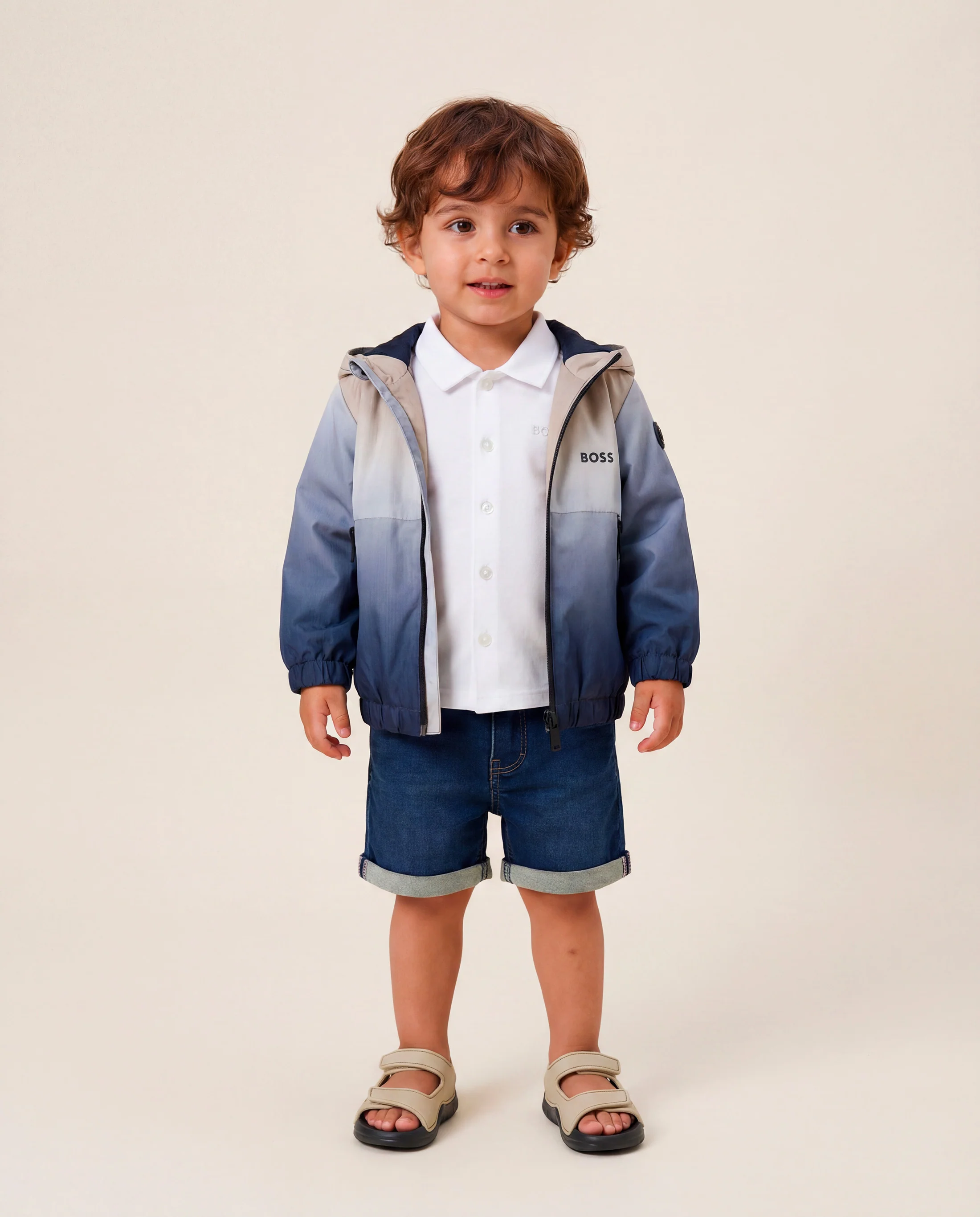 Boss Kids Short in Denim Blu per Neonati