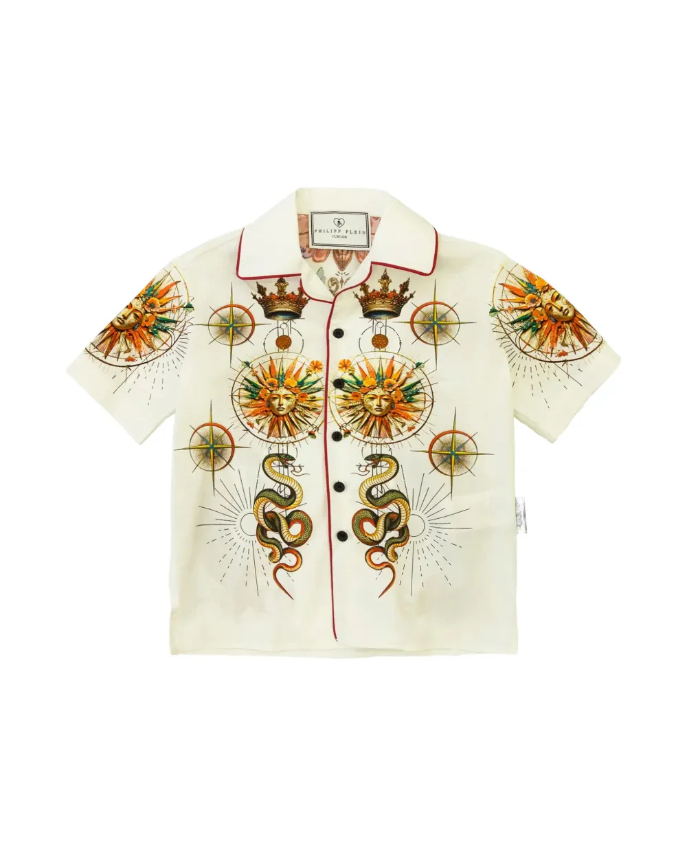 Philipp Plein Kids Camicia Avorio a Fantasia per Bambini