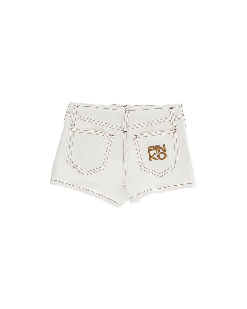 Pinko Kids Short in Denim Bianco per Bambine