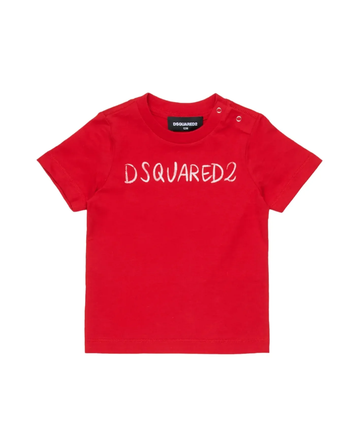 Dsquared2 Kids T-Shirt Rossa con Logo e Bottoni per Neonati