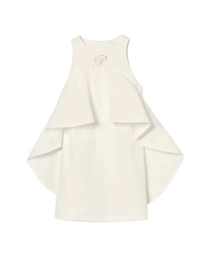 Blumarine Kids Abito Bianco con Strass per Bambine