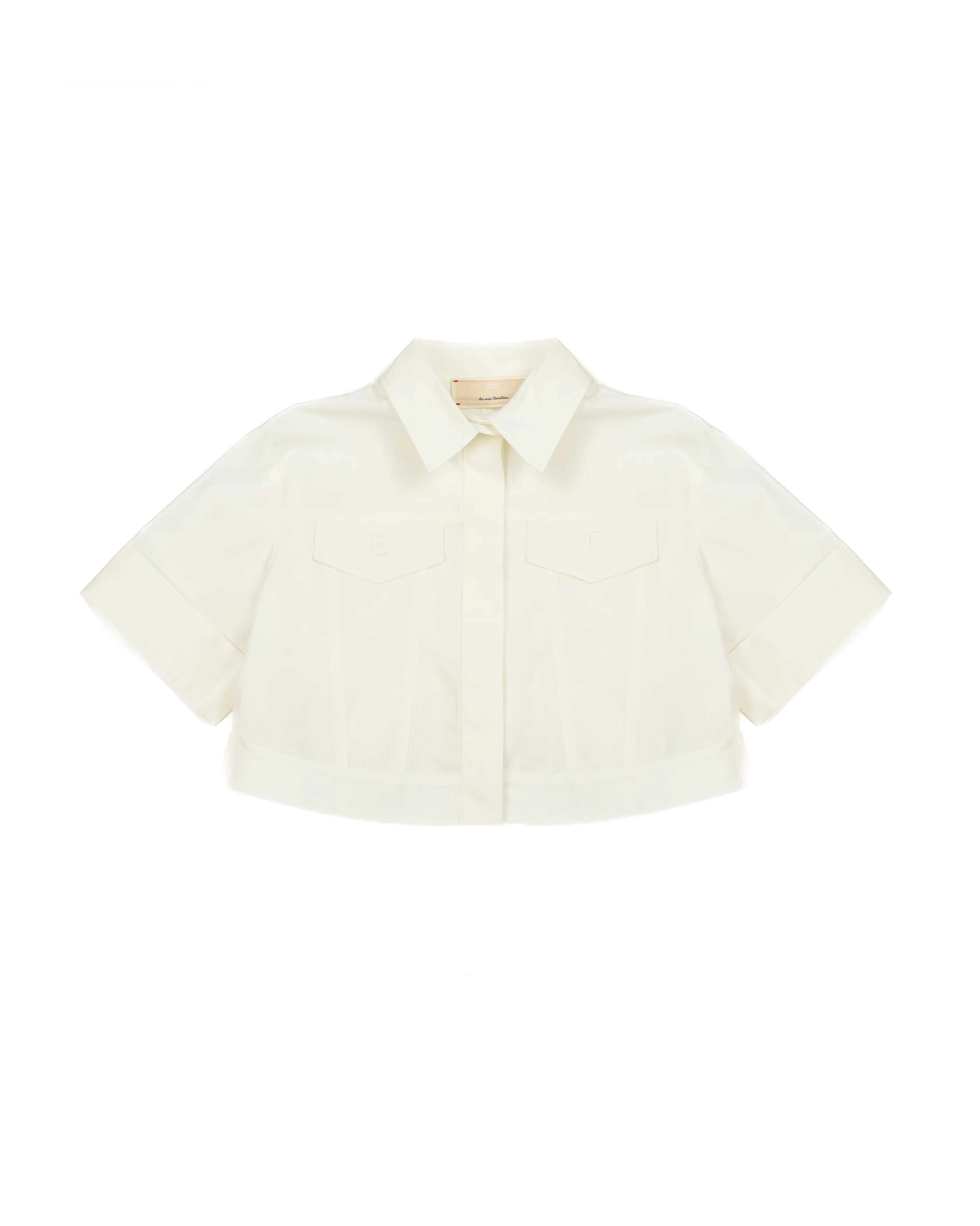 Elisabetta Franchi La Mia Bambina Camicia Avorio con Iniziali Logo Ricamate per Bambine