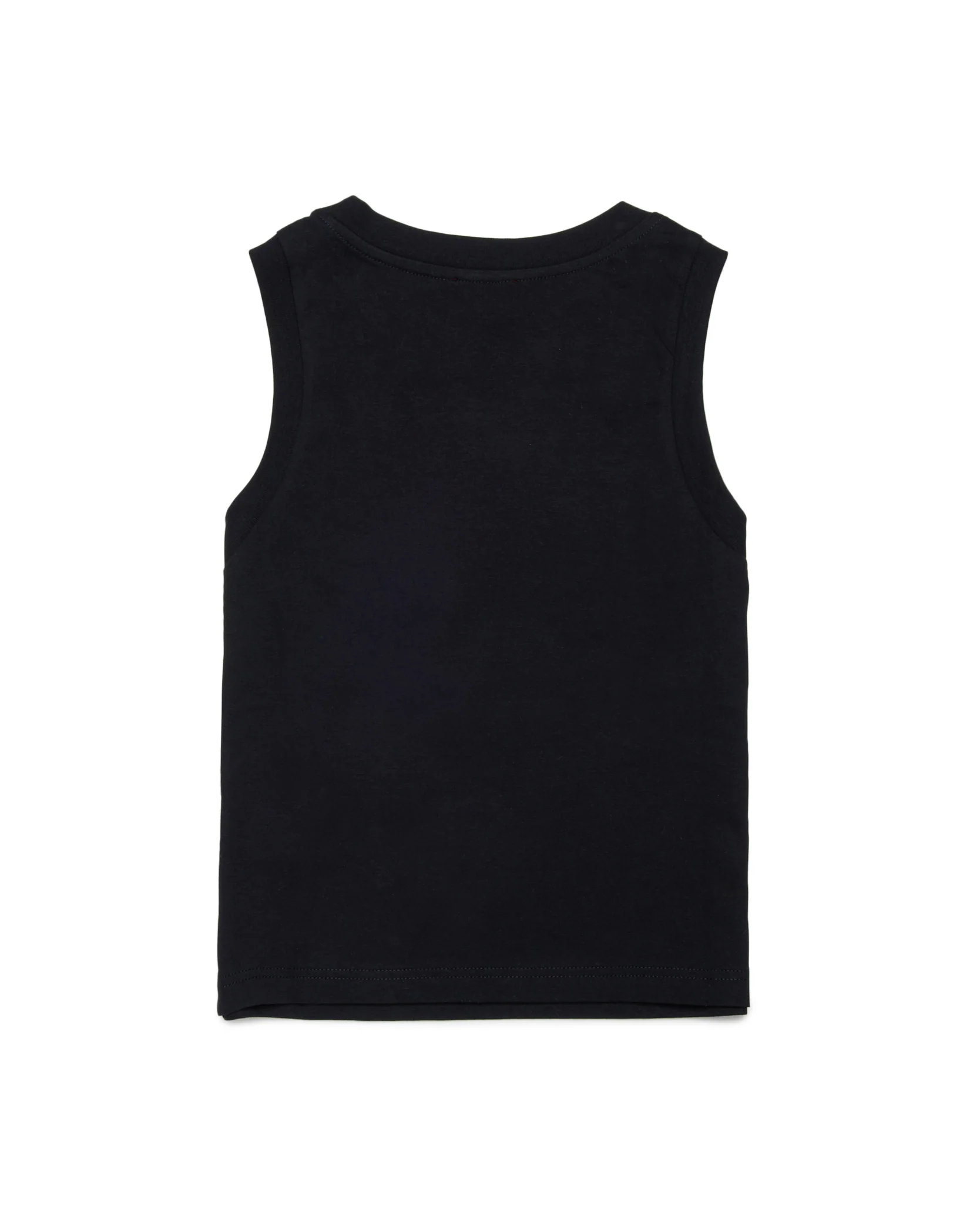Diesel Kids Canotta Nera con Logo Oval D Ricamato per Bambini