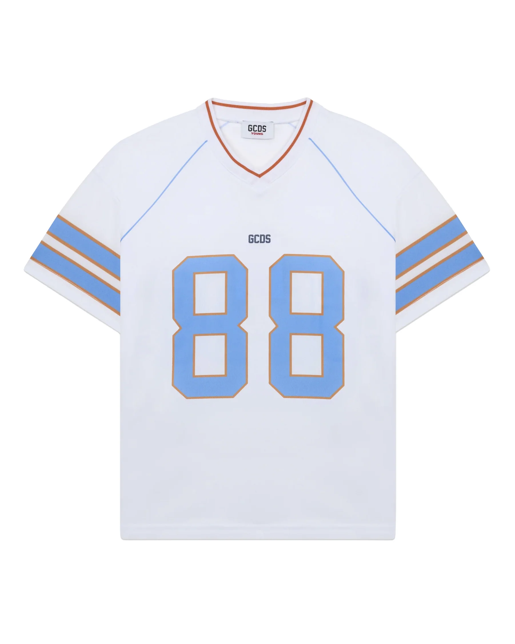 Gcds Kids T-Shirt Bianco e Blu con Logo per Bambini
