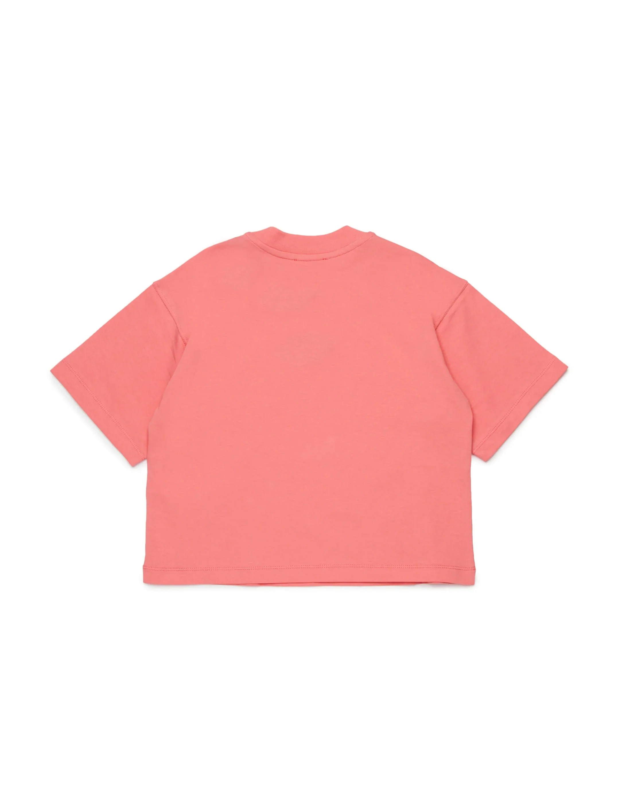 Diesel Kids T-shirt Cropped Corallo con Logo Oval D per Bambine