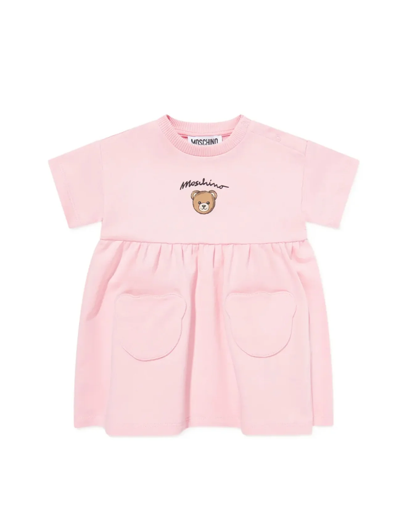 Moschino Kids Abito Rosa Con Logo Teddy Bear per Neonate