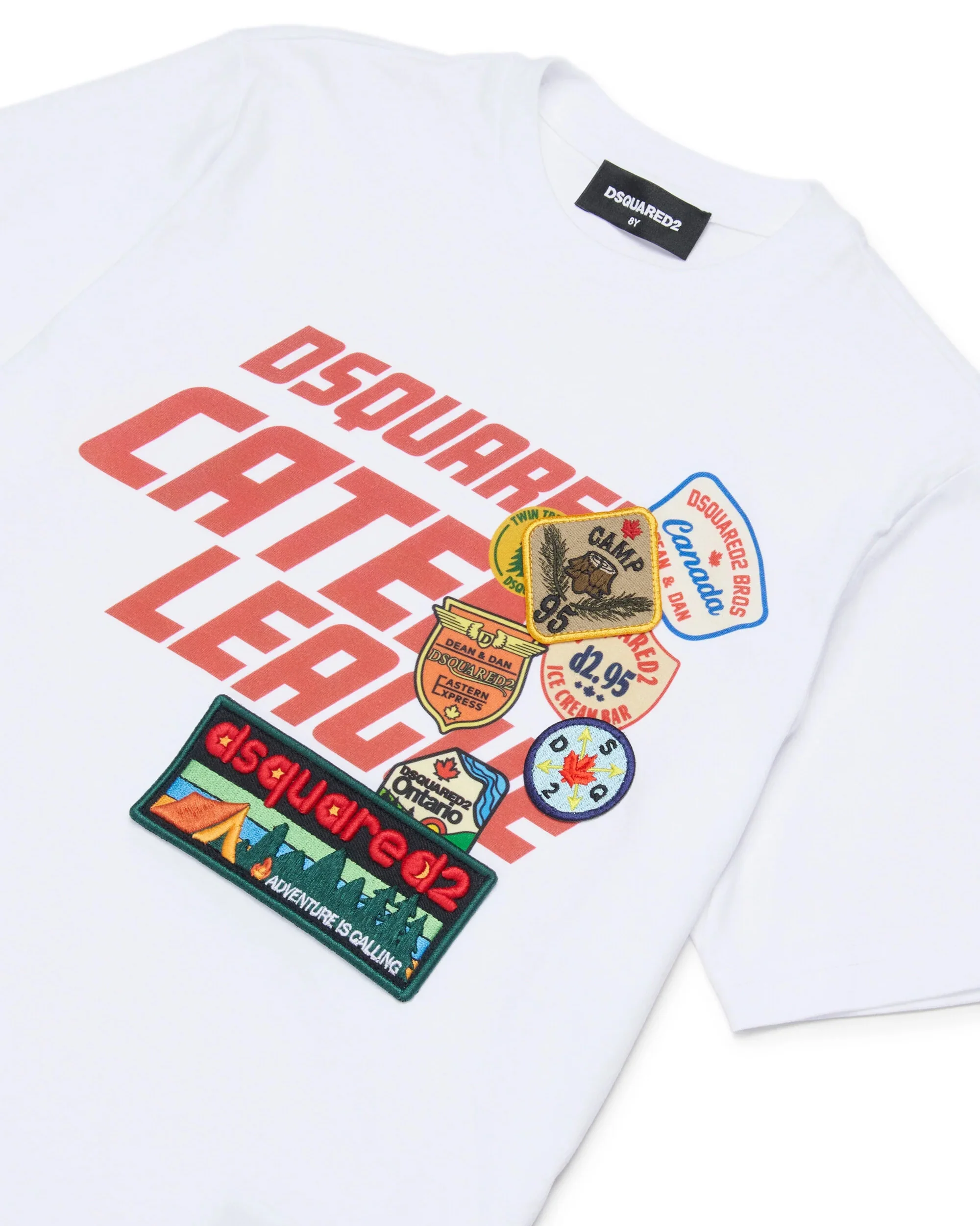 Dsquared2 Kids T-shirt Bianca con Stampa e Patch Applicate per Bambini