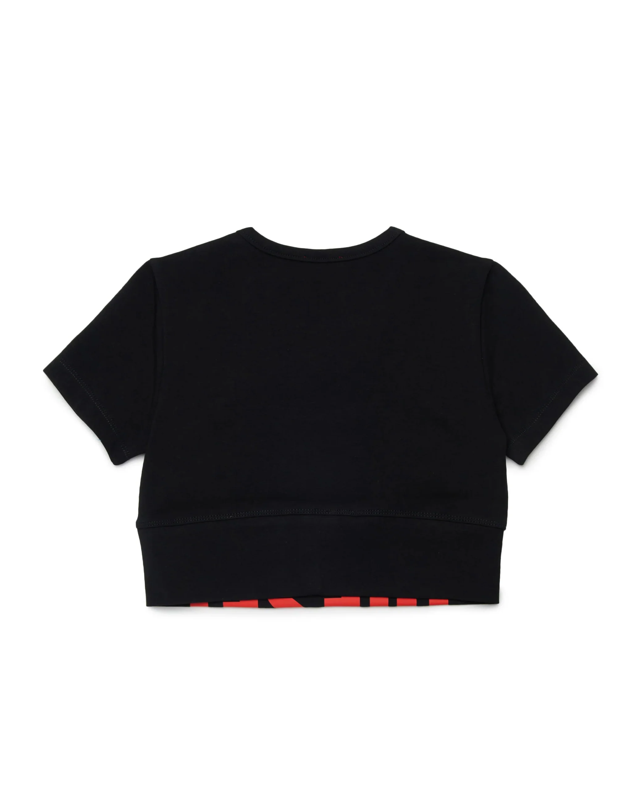 Diesel Kids T-shirt Nera Cropped con Stampa Logo per Bambine