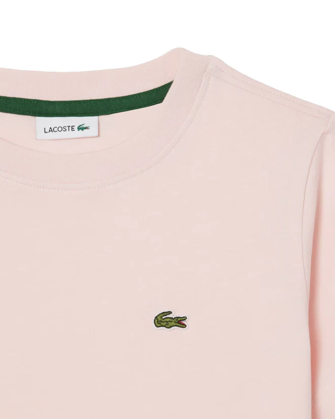 Lacoste Kids T-Shirt Rosa con Ricamo Logo per Bambine