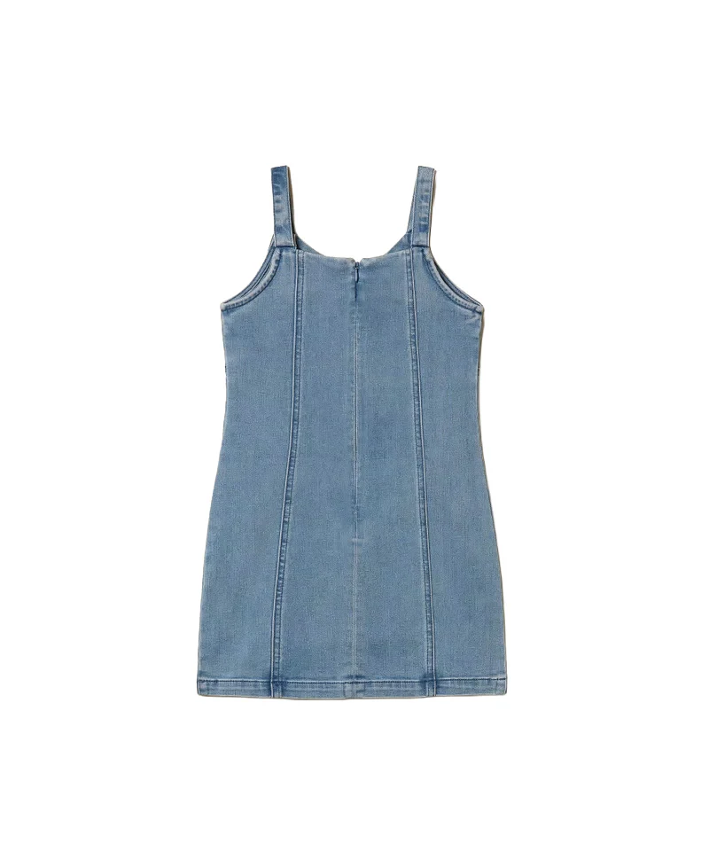 Twinset Kids Abito in Denim con Maxi Fiocco per Bambine