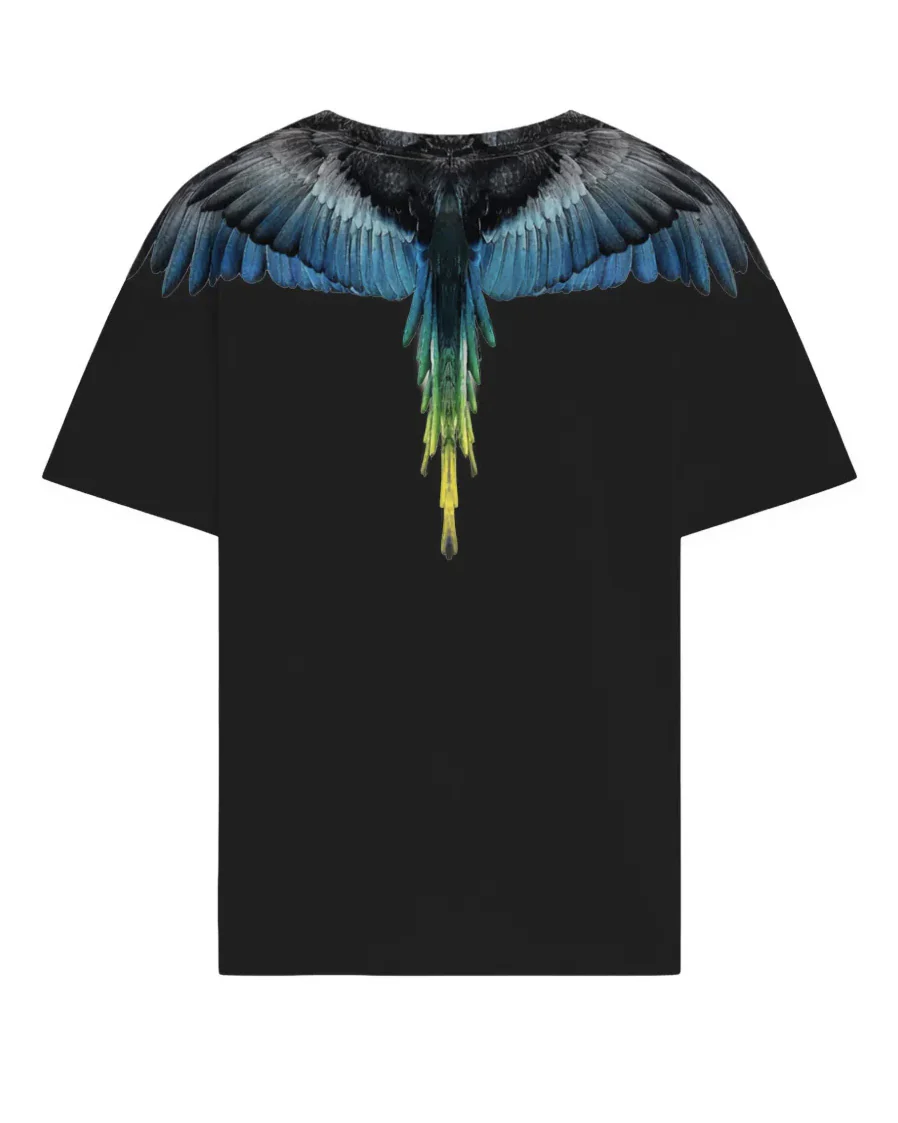 Marcelo Burlon County of Milan Kids T-Shirt Nero con Stampa Ali per Bambini