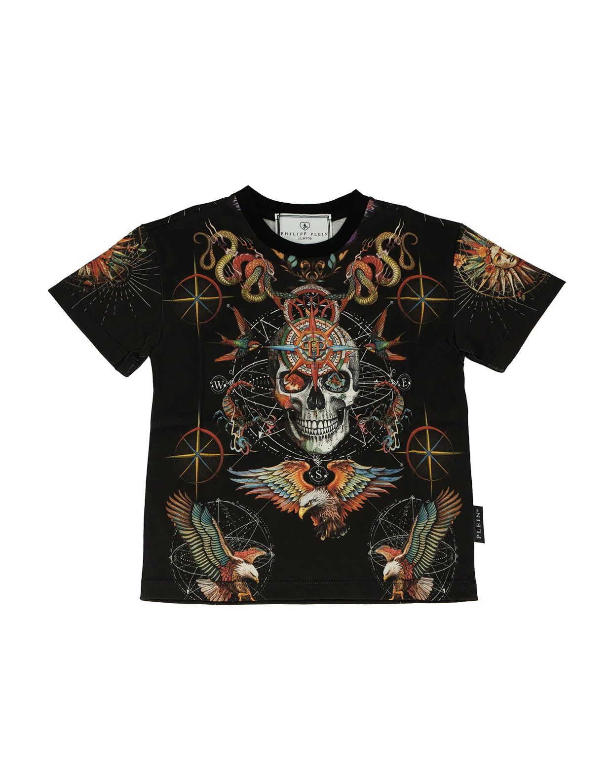 Philipp Plein Kids T-Shirt Nero con Stampa Tattoo per Bambini