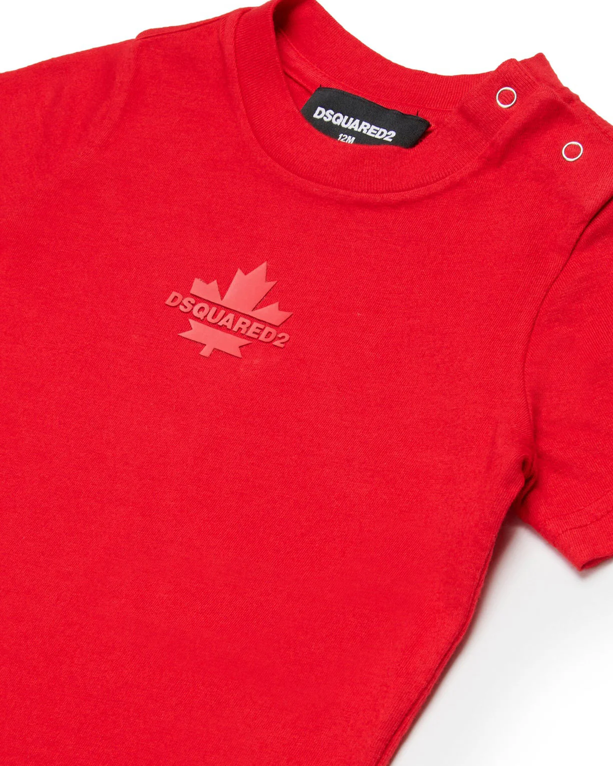 Dsquared Kids T-shirt Rosso con Stampa Logo Apertura Spalla con Bottoni con Neonati