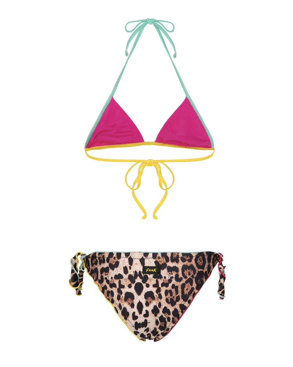 F**K Kids Costume Due Pezzi Fantasia Leopardato per Bambine