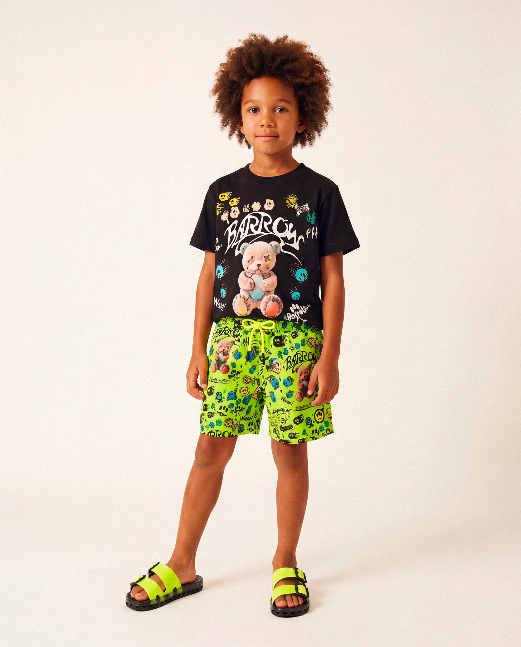 Barrow Kids t-Shirt Nero con Stampa Logo All-Over Unisex