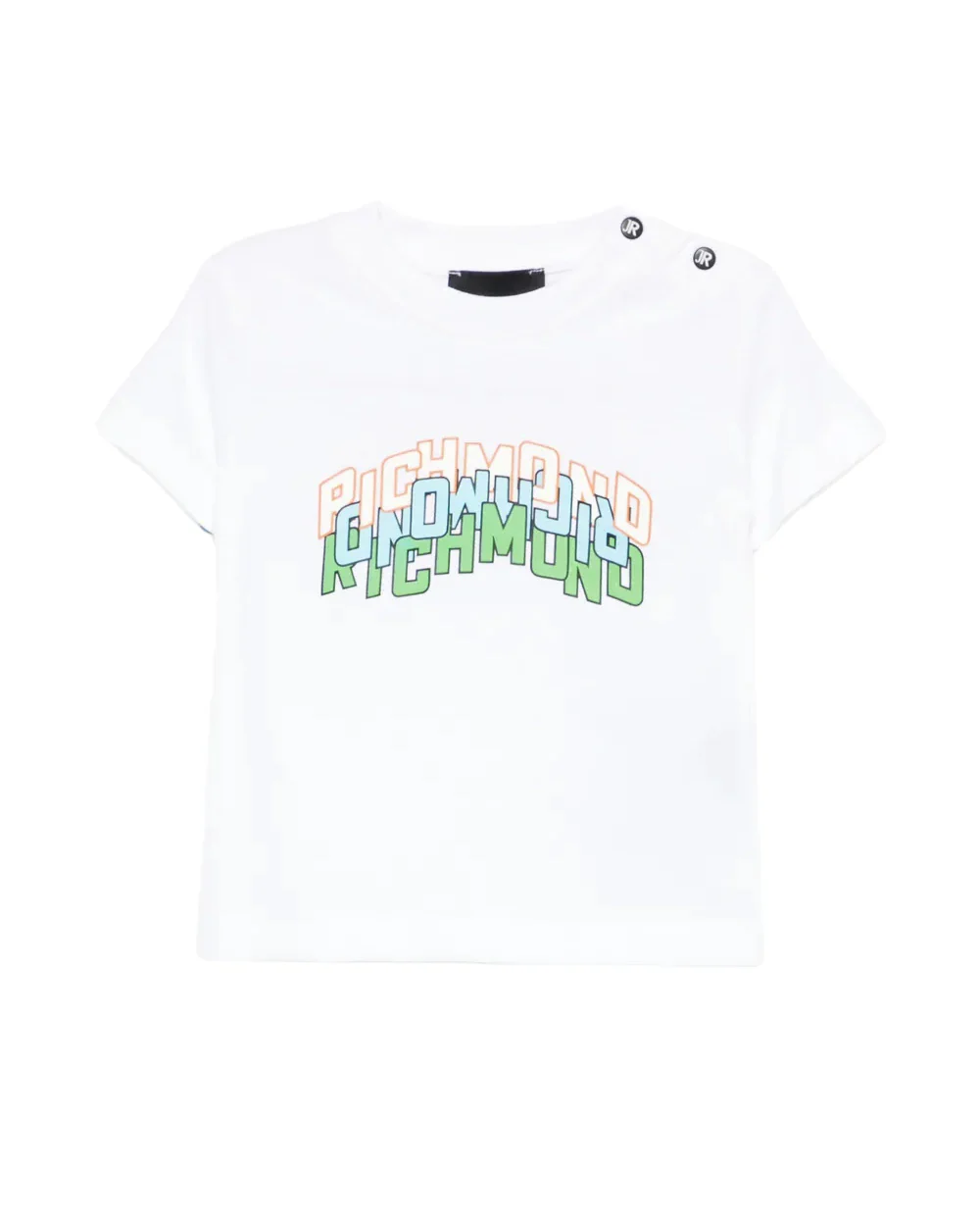 John Richmond Kids T-Shirt Bianco con Maniche a Contrasto per Neonati