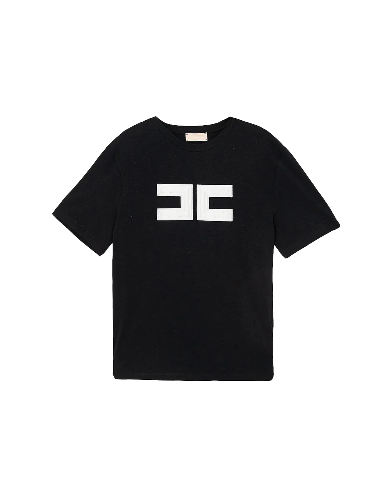 Elisabetta Franchi La Mia Bambina T-shirt Nero con Logo a Contrasto per Bambine