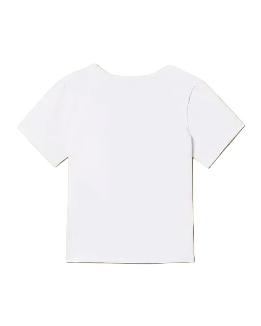 Twinset Kids T-Shirt Bianco con Ricamo Azzurro per Bambine e Neonate