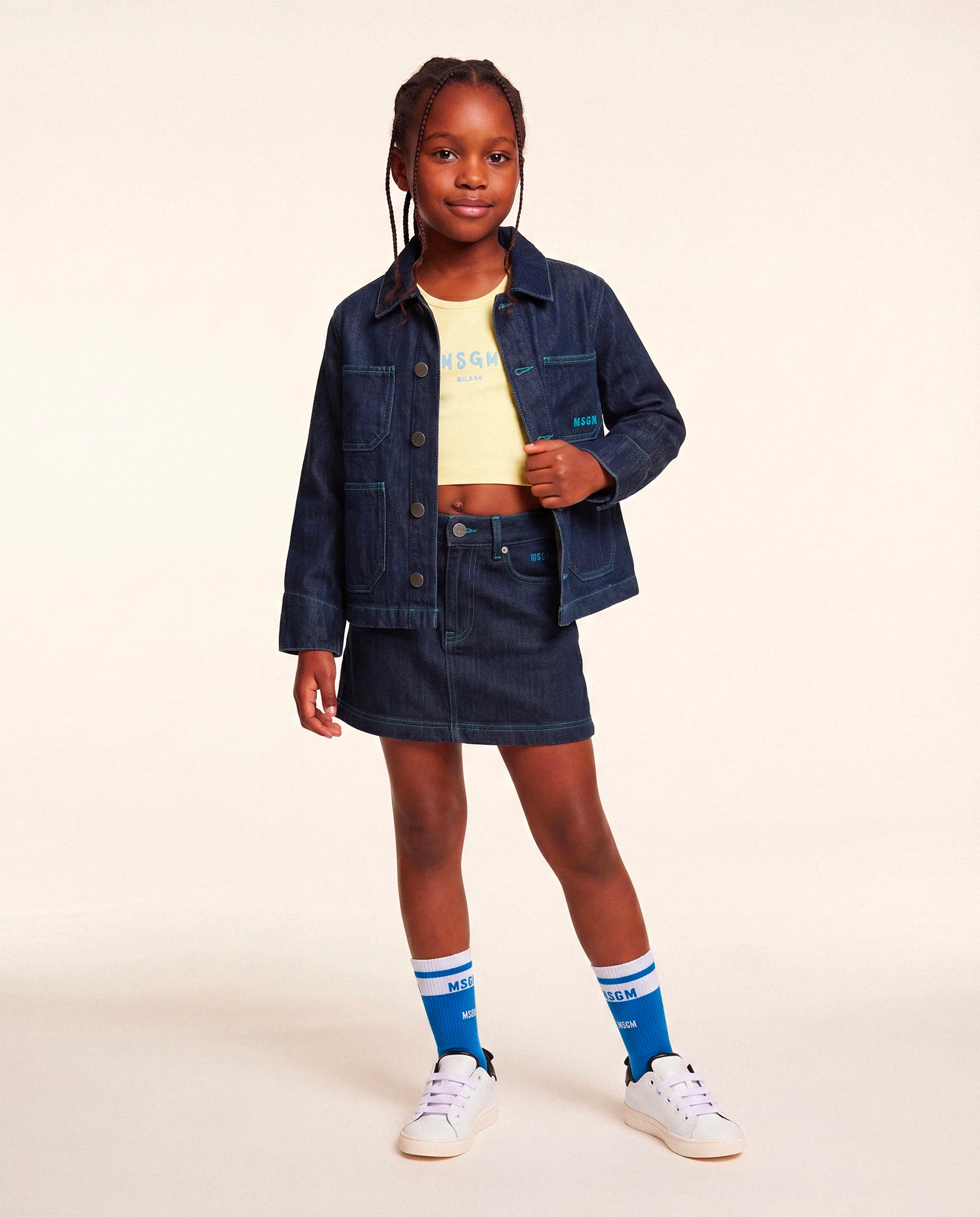 Msgm Kids Giacca in Denim Lavaggio 0 per Bambini