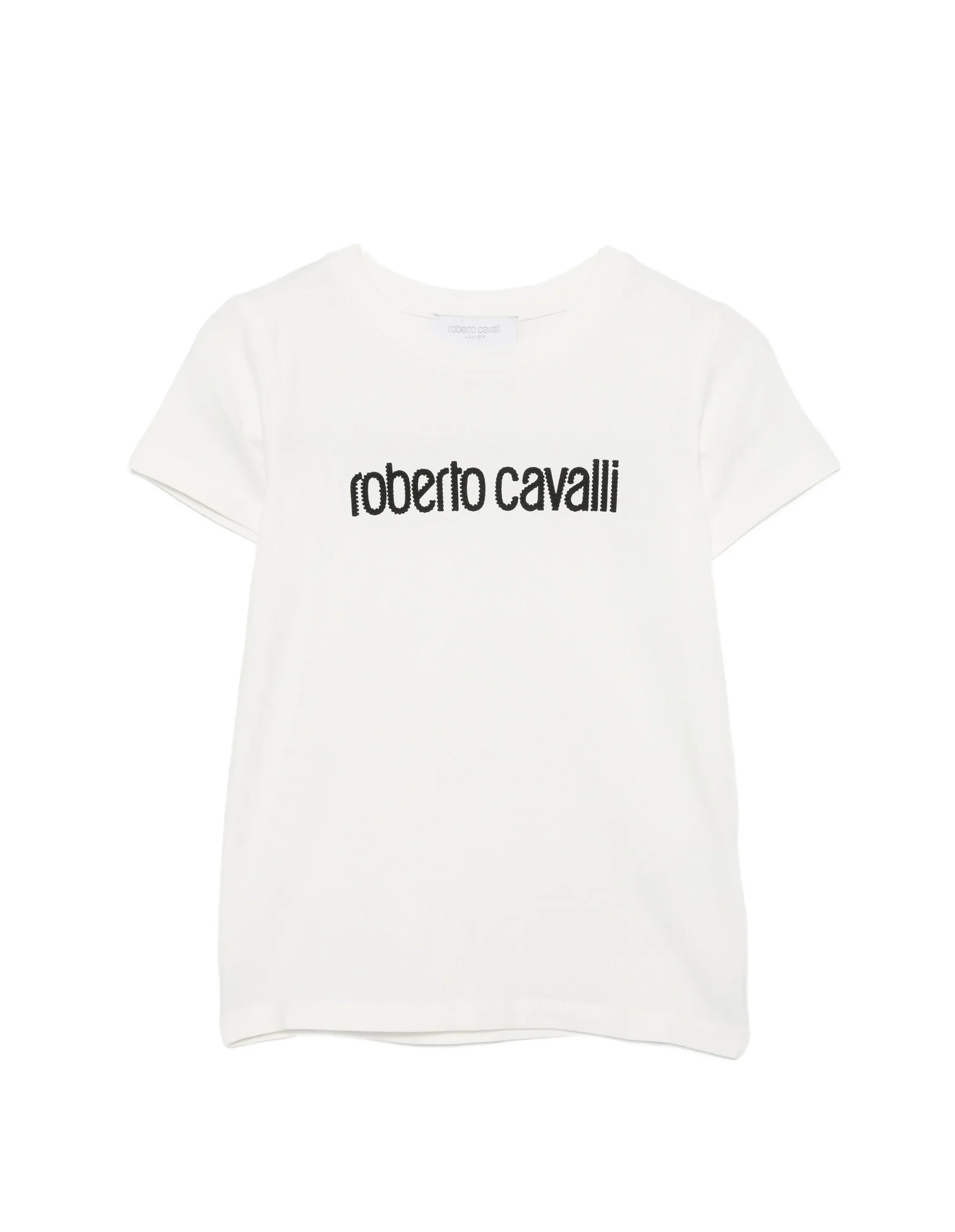 Roberto Cavalli Kids T-Shirt Bianco con Logo Ricamato per Bambine