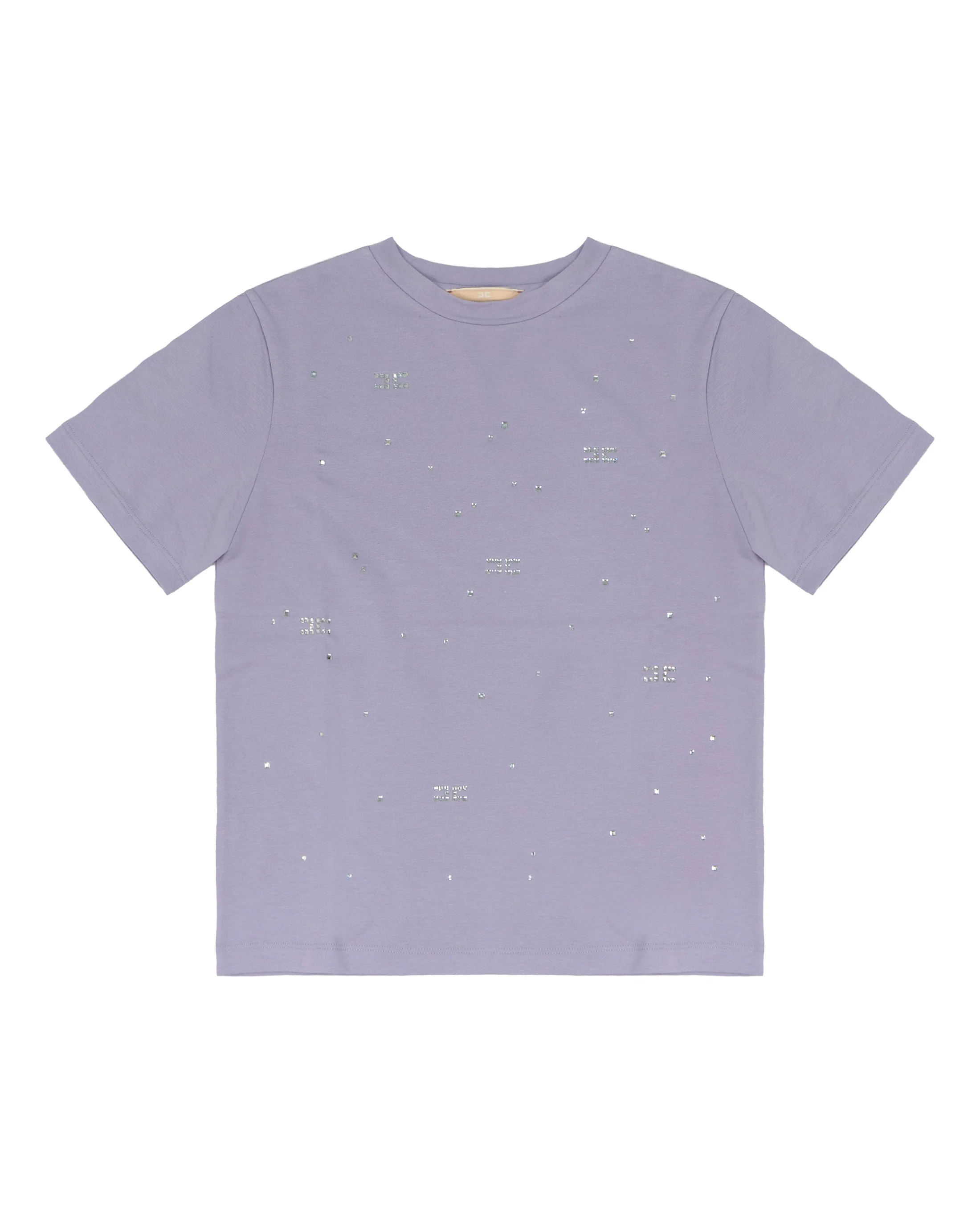 Elisabetta Franchi La Mia Bambina T-shirt Lilla con Strass e Logo per Bambine