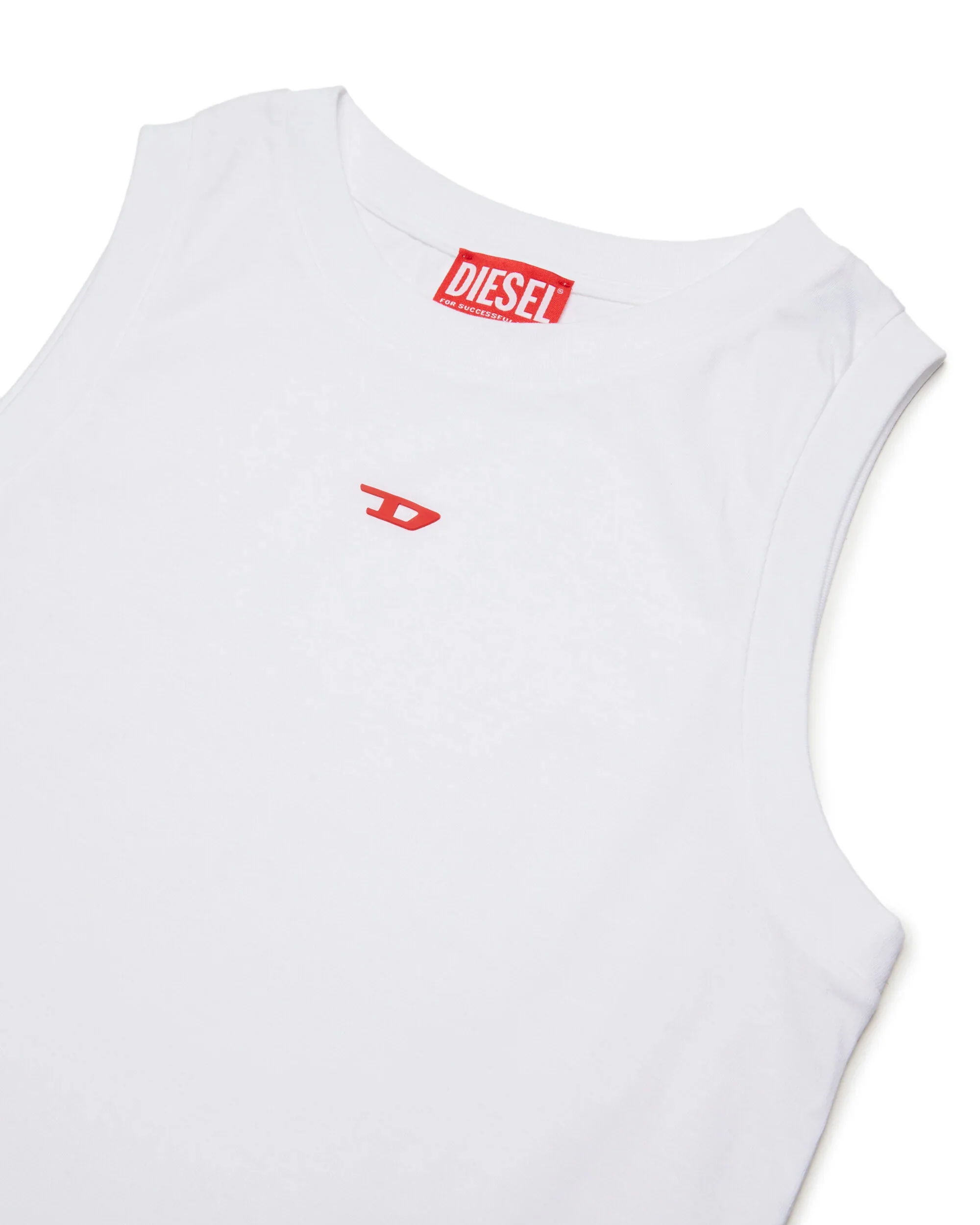 Diesel Kids Canotta Bianca con Ricamo Logo a Contrasto per Bambini