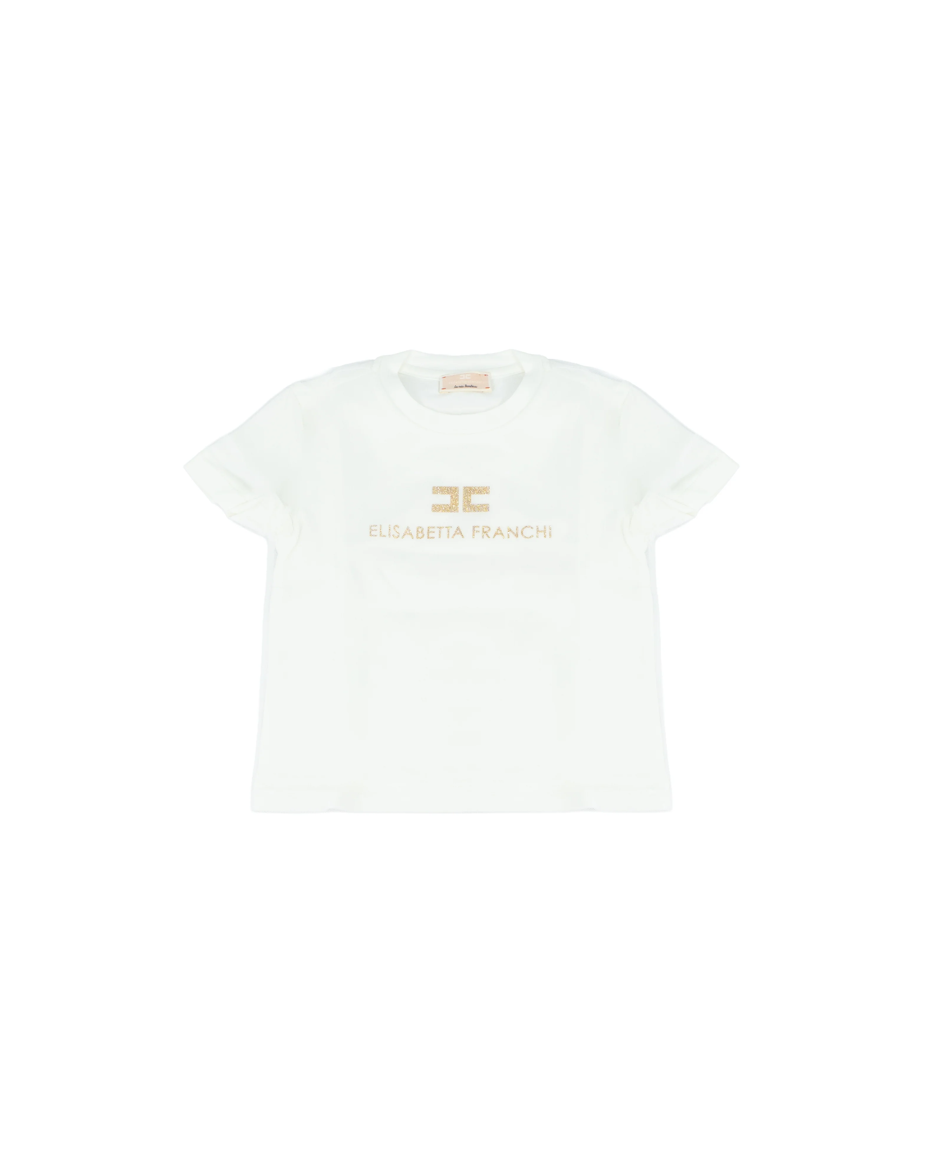 Elisabetta Franchi La Mia Bambina T-Shirt Avorio con Logo per Neonate