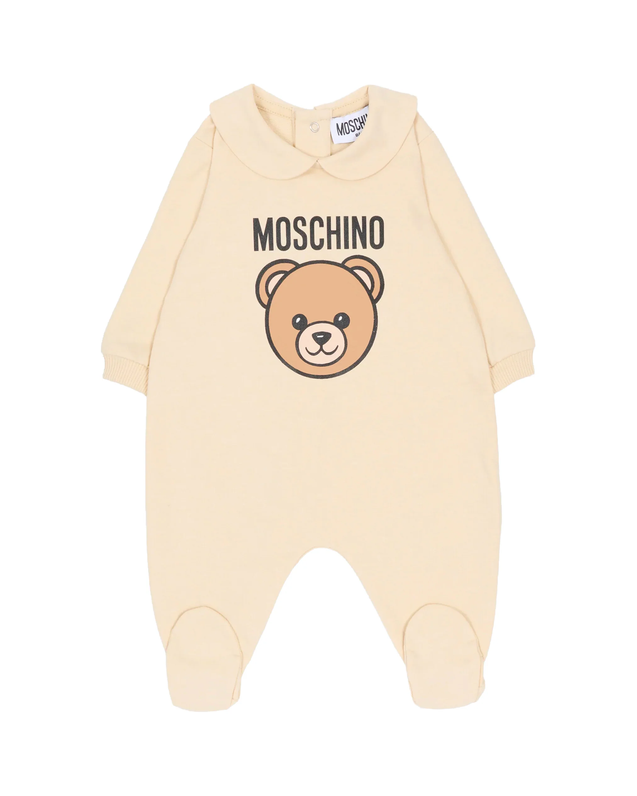 Moschino Kids Tutina Beige con Stampa Logo Teddy per Neonati