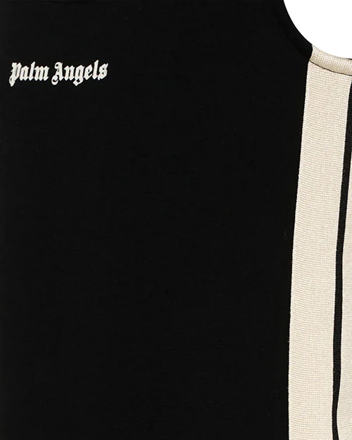 Palm Angels Kids Abito Nero con Bande Laterali per Bambina
