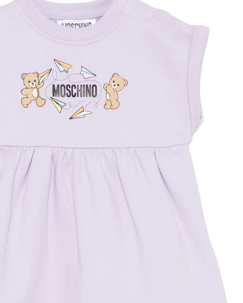 Moschino Kids Abito Lilla con Logo Teddy Bear per Neonate