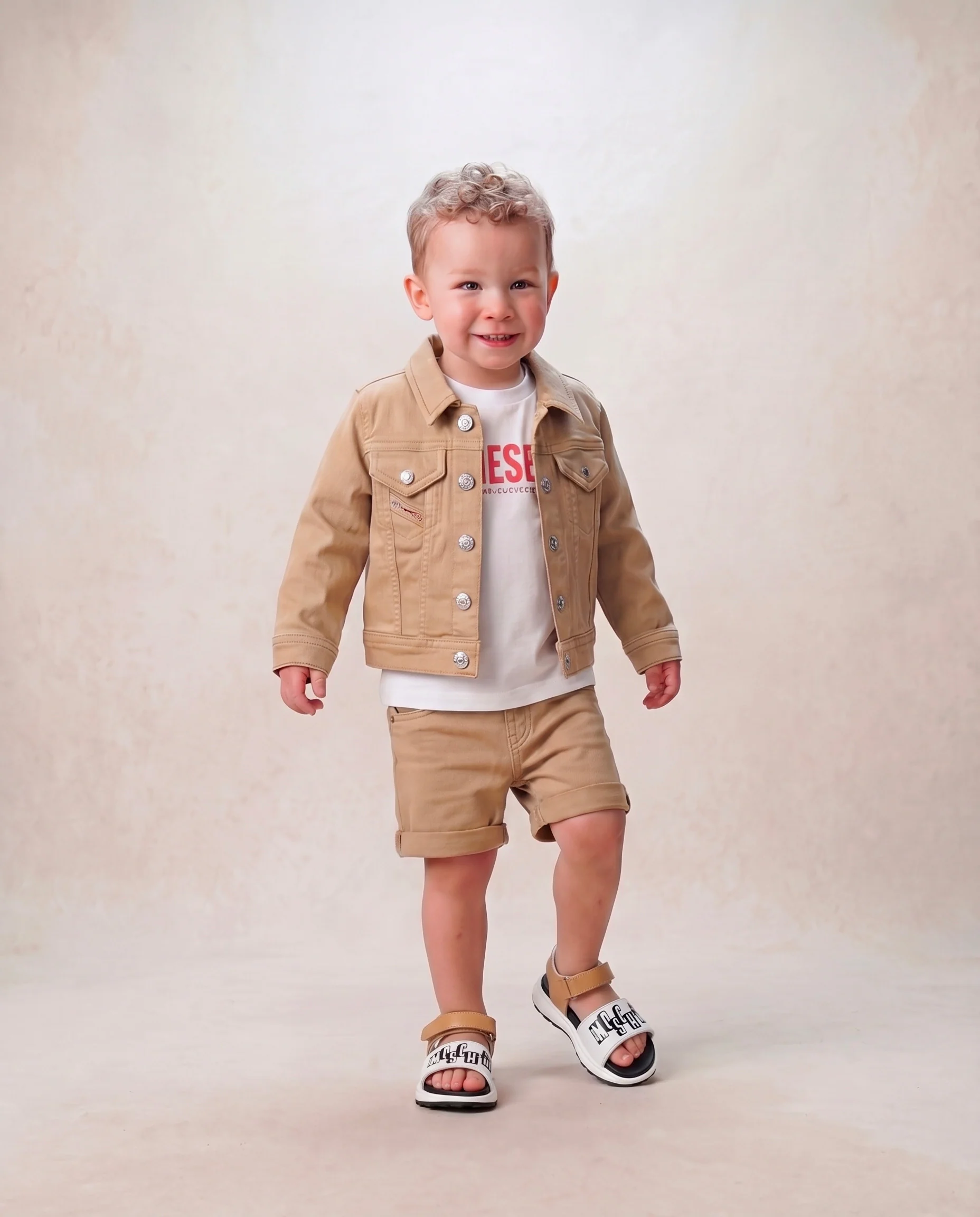 Diesel Kids Bermuda in Denim Sabbia per Neonati