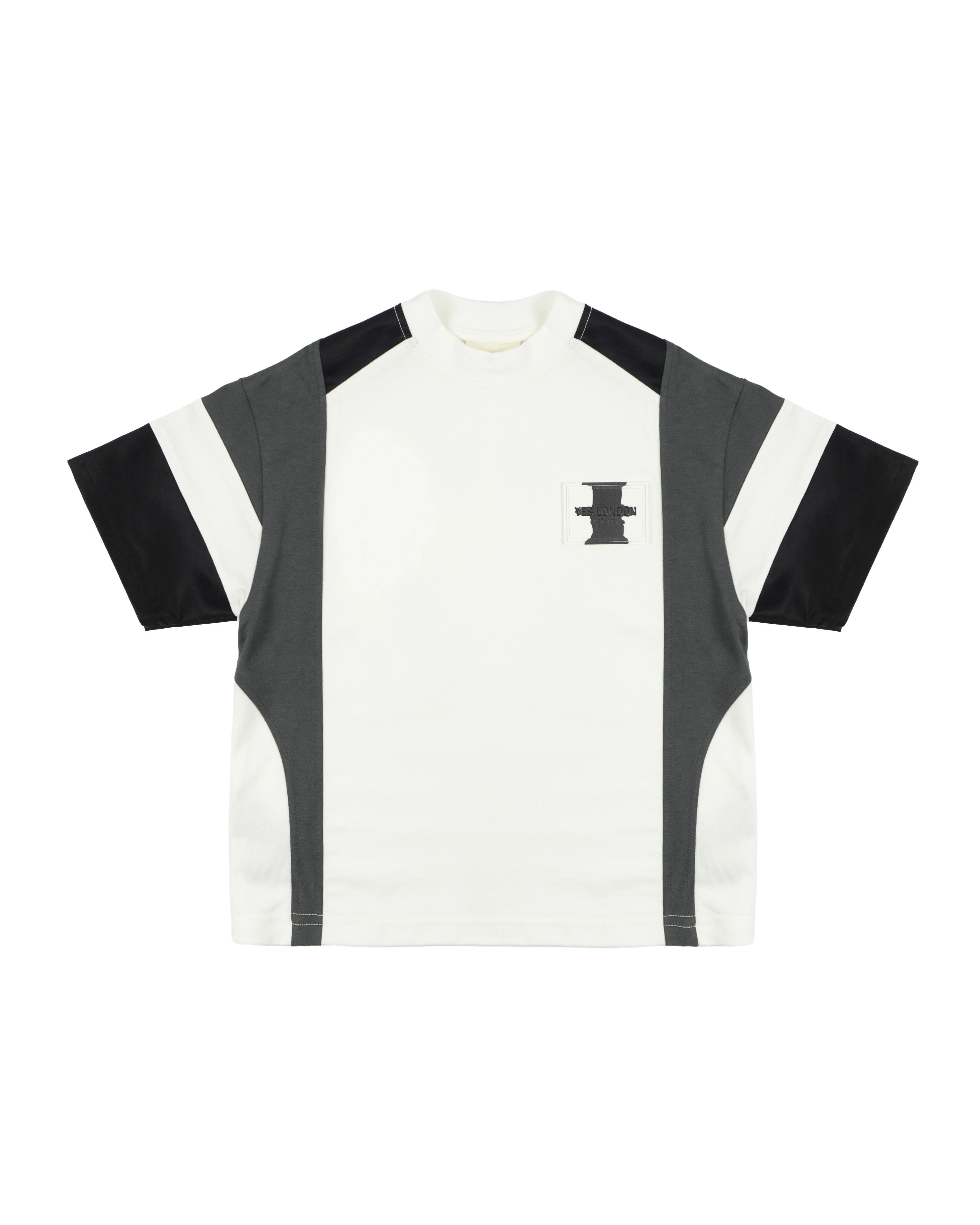 Yes London Kids T-Shirt Bianca con Blocchi di Colore a Contrasto e Logo in Rilievo per Bambini