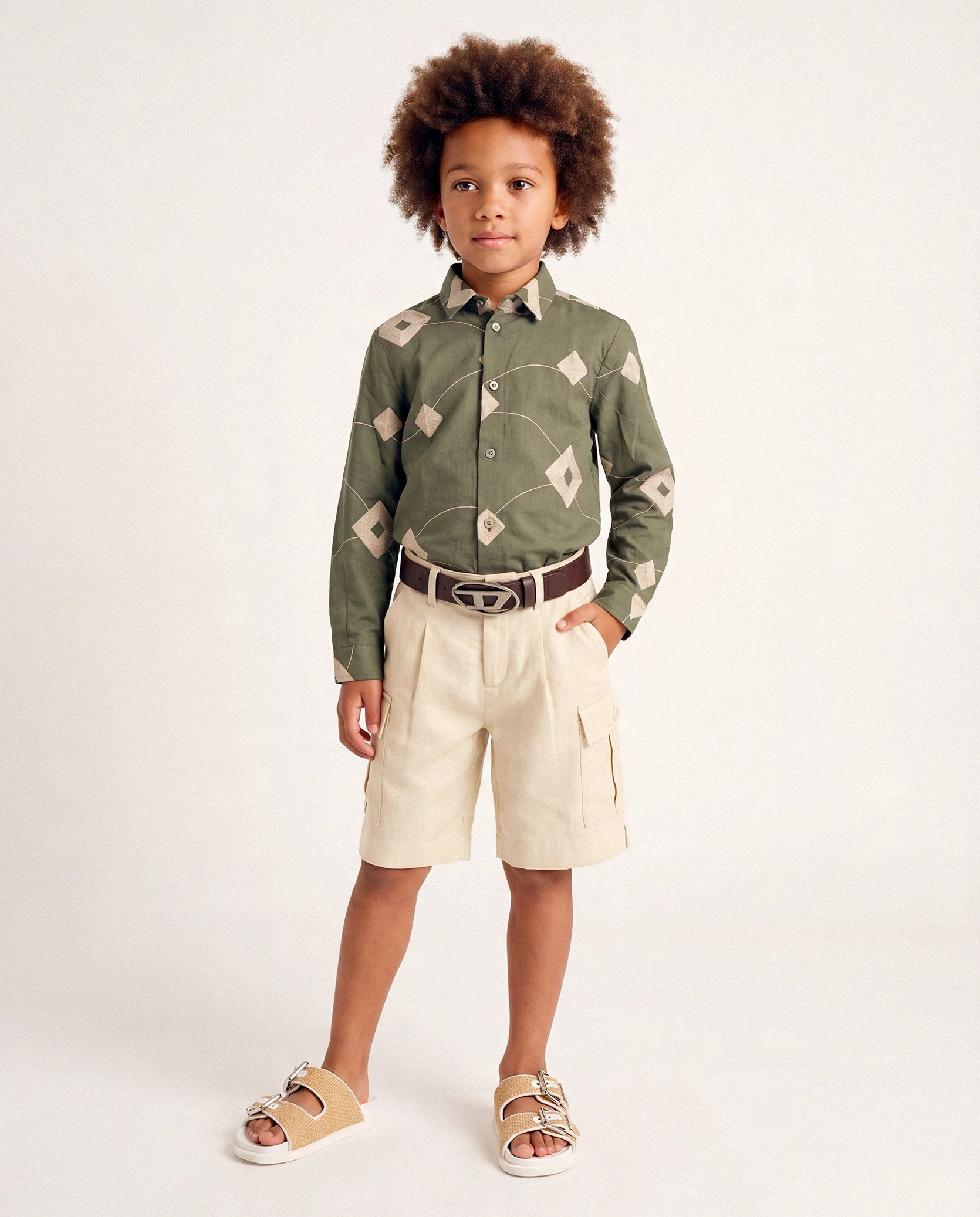 Daniele Alessandrini Kids Short Cargo Off-White per Bambini