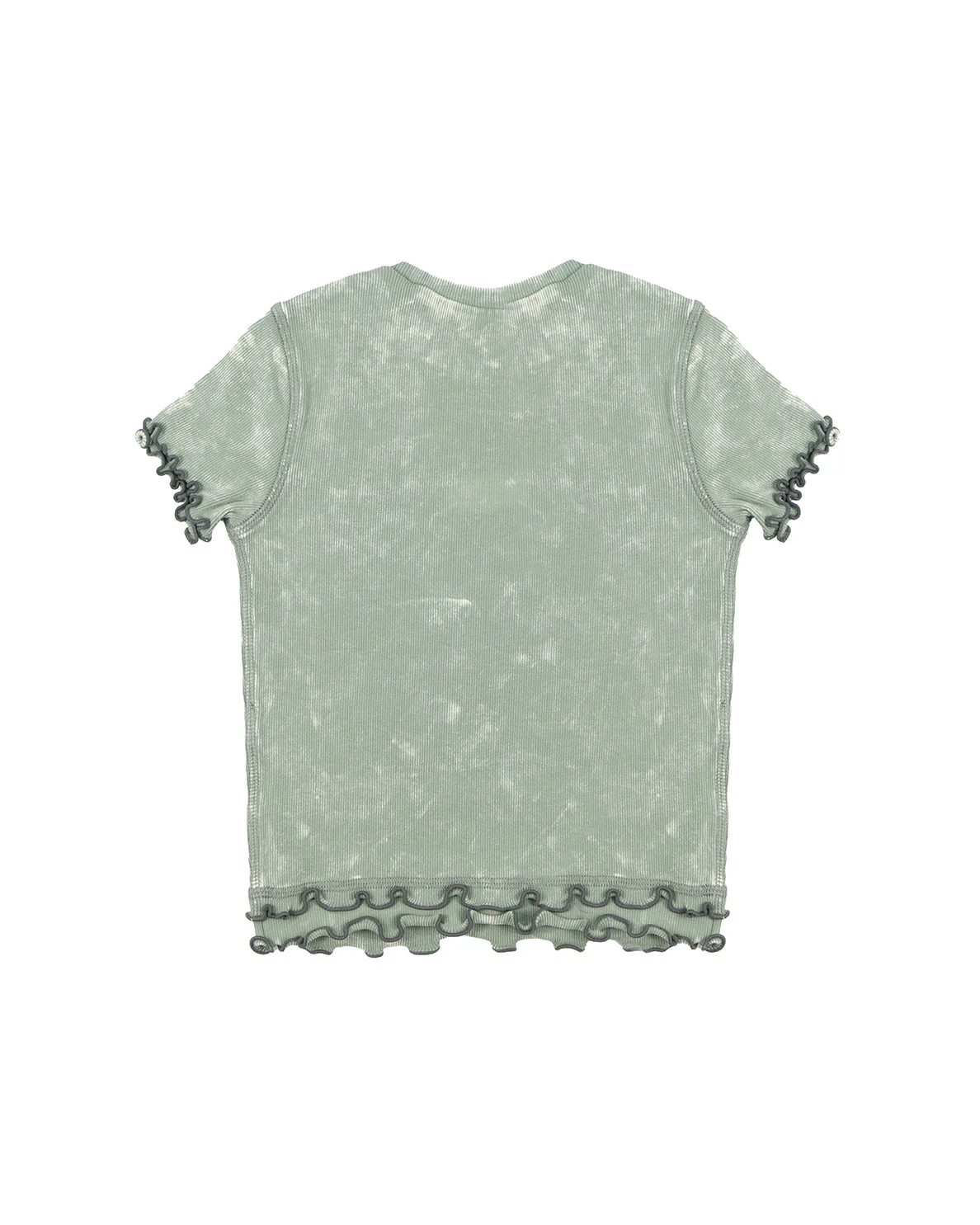 Diesel Kids T-Shirt Grigia Sfumata a Costine con Logo in Rilievo per Bambine