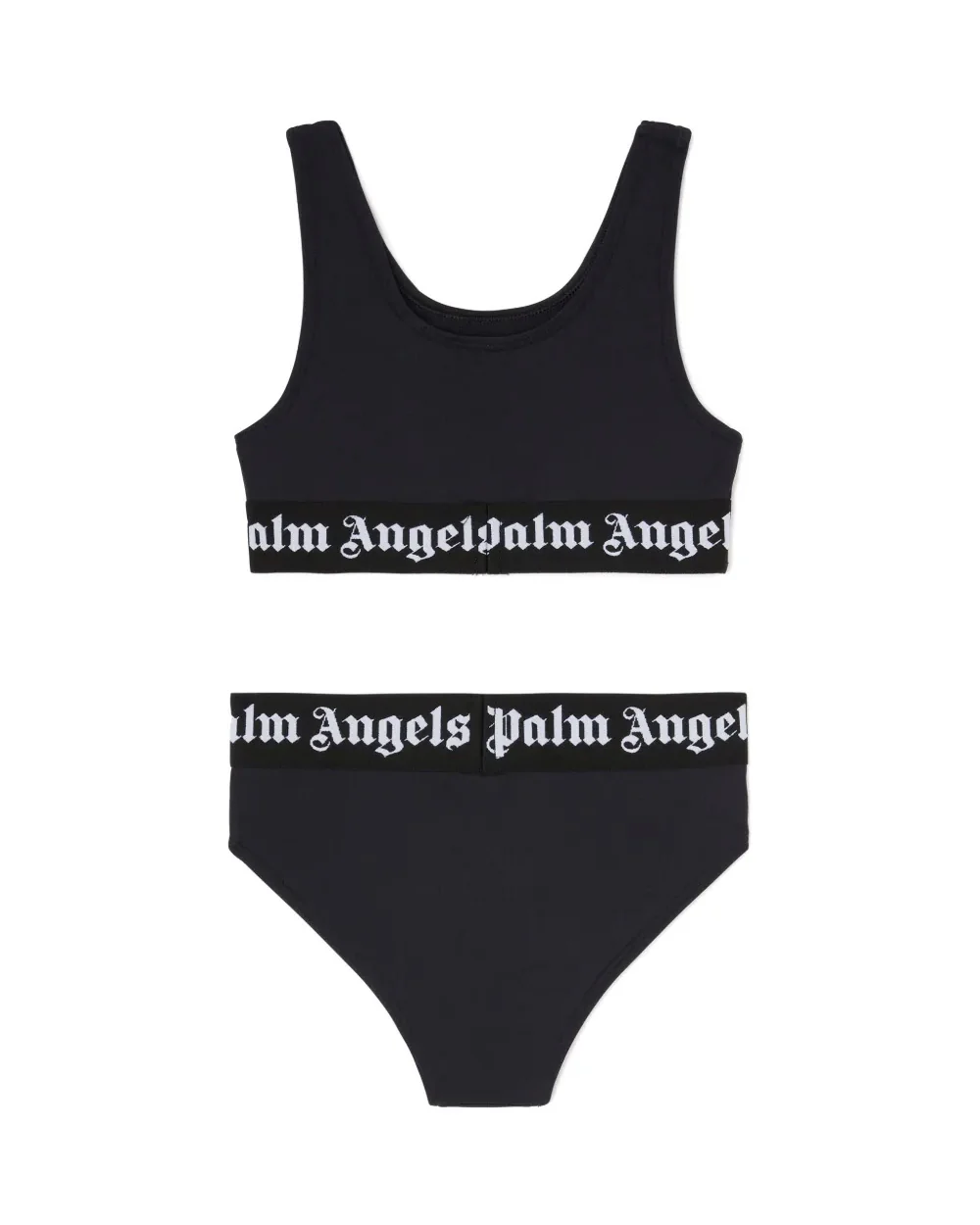 Palm Angels Kids Costume Nero con Fasce Logate per Bambine