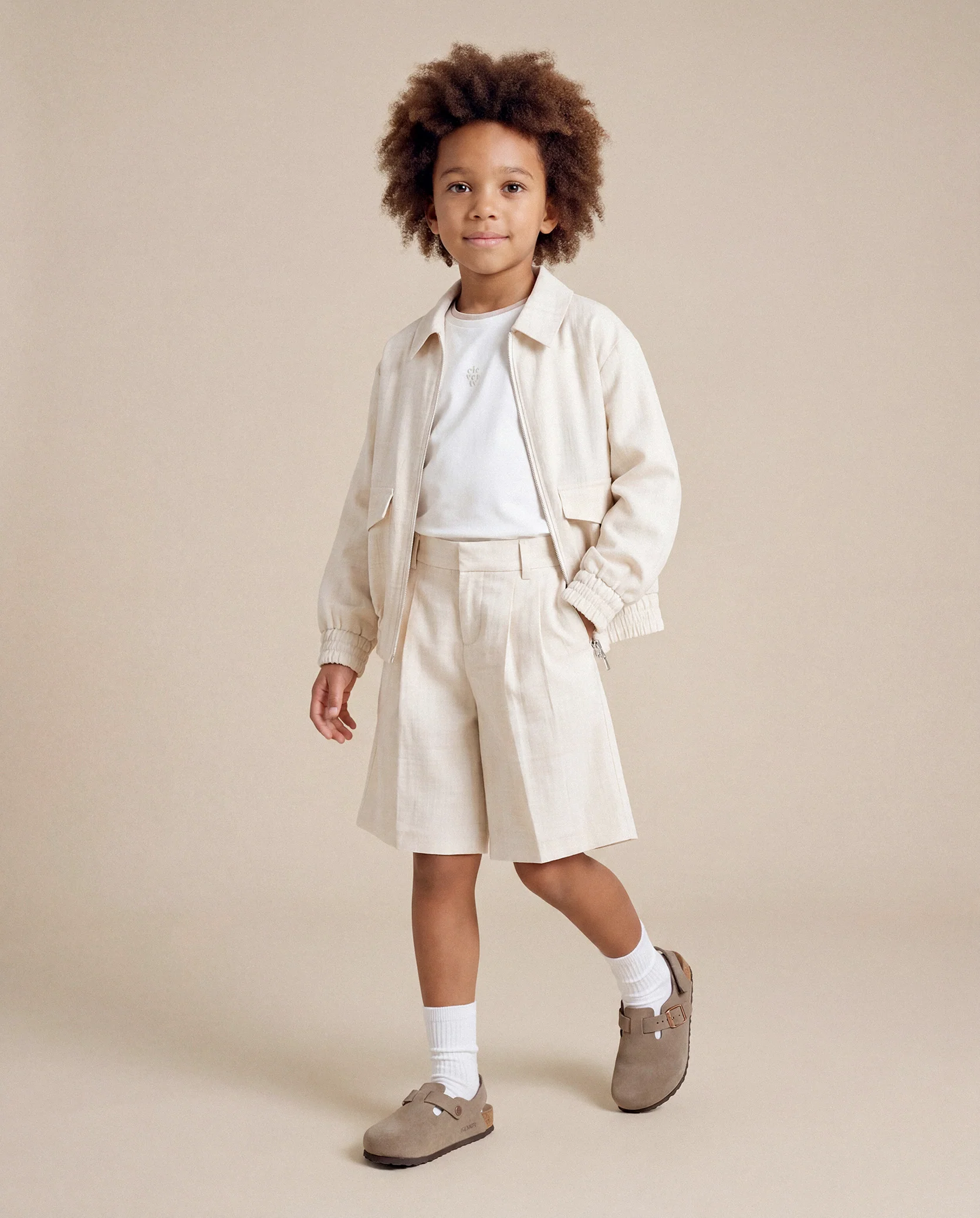 Eleventy Kids T-Shirt Avorio/Beige con Logo per Bambini