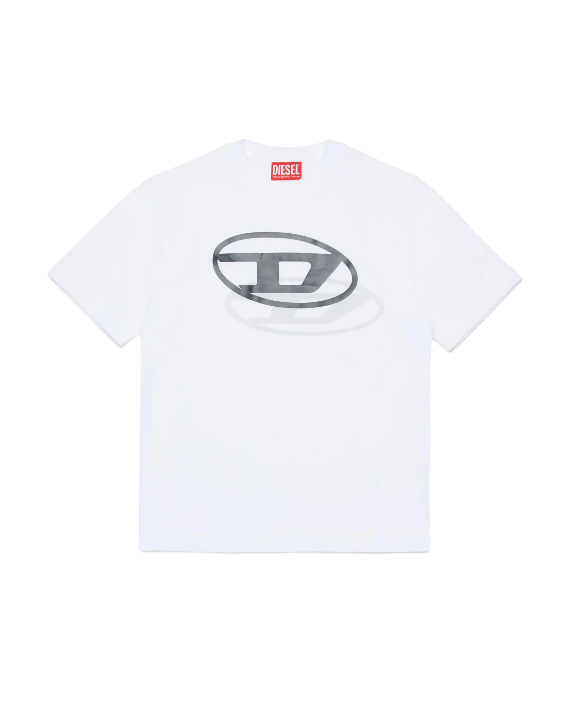 Diesel Kids T-shirt Bianca con Doppia Stampa Logo Unisex per Bambini