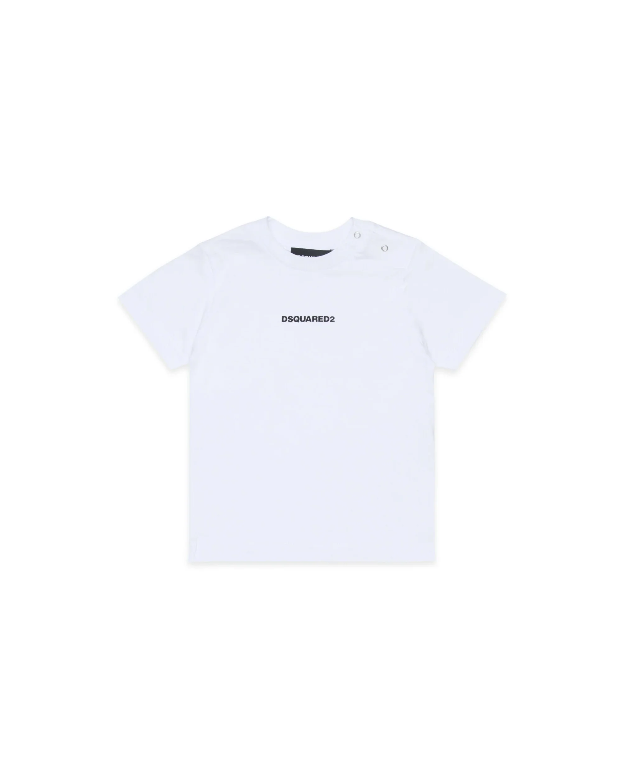 Dsquared2 Kids T-shirt Bianca con Stampa Logo e Bottoni Apertura Spalla per Neonati