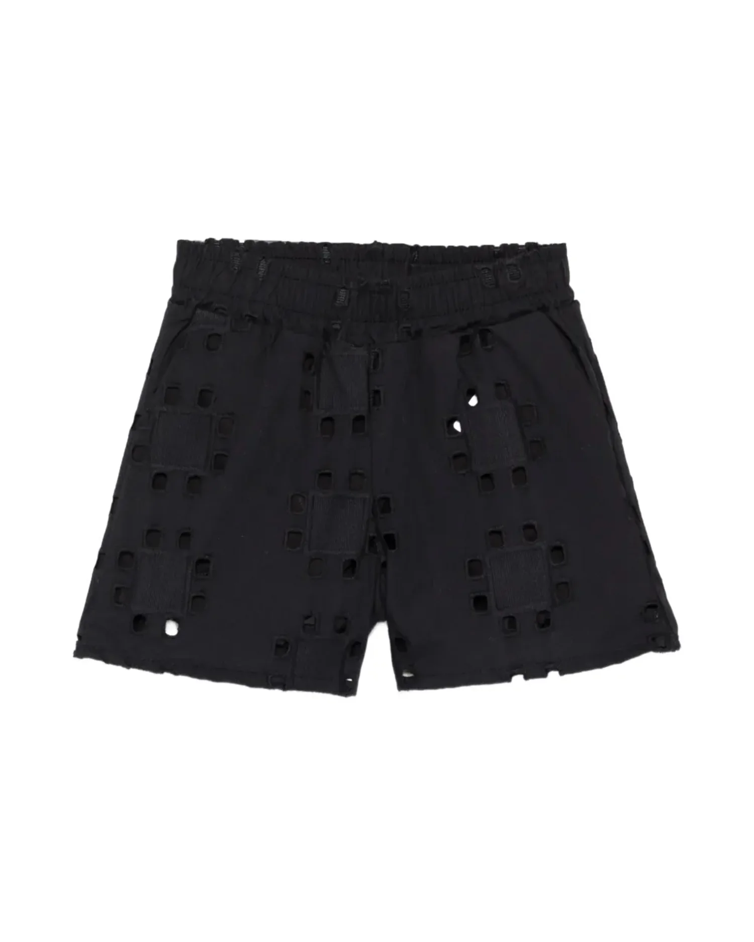 Msgm Kids Short Nero con Motivi Decorativi per Bambine
