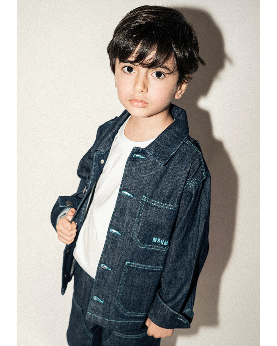 Msgm Kids Giacca in Denim Lavaggio 0 per Bambini