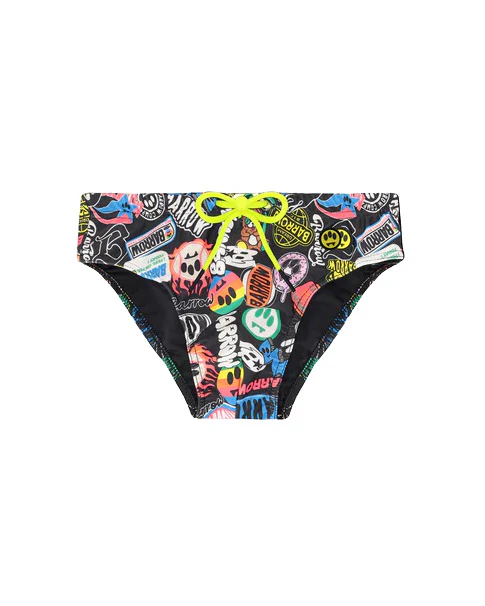 Barrow Kids Costume Slip Nero Fantasia All-Over Logo per Bambini