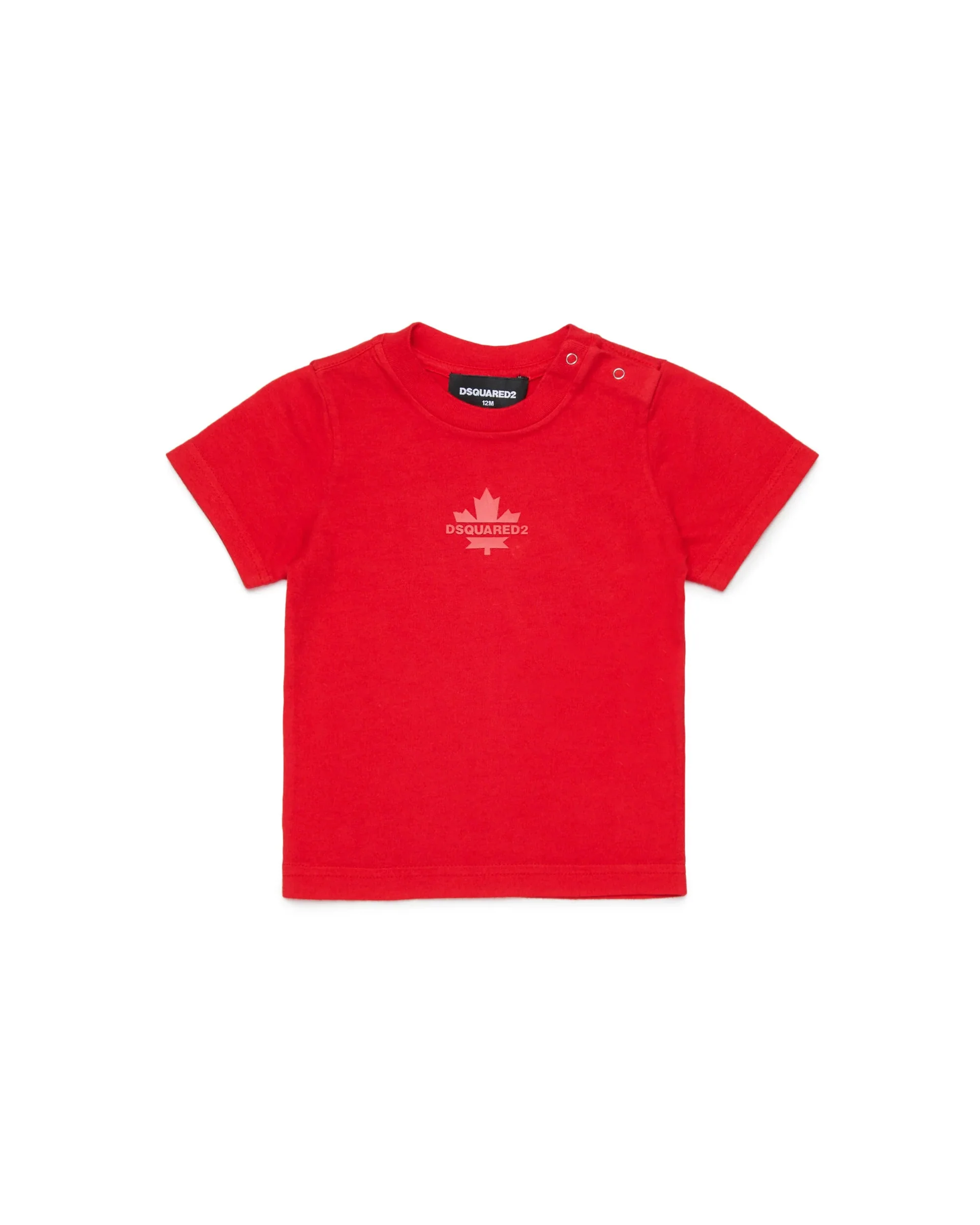 Dsquared Kids T-shirt Rosso con Stampa Logo Apertura Spalla con Bottoni con Neonati